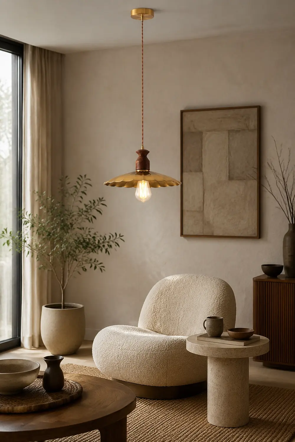 Brass Crest Pendant Light - Lumpaz