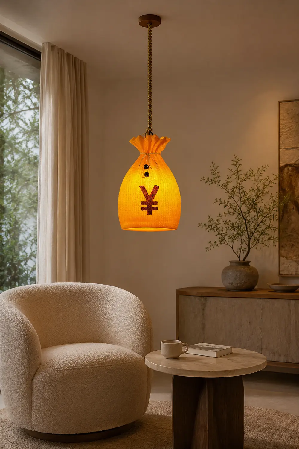 Prosperity Pouch Resin Pendant Lamp - Lumpaz