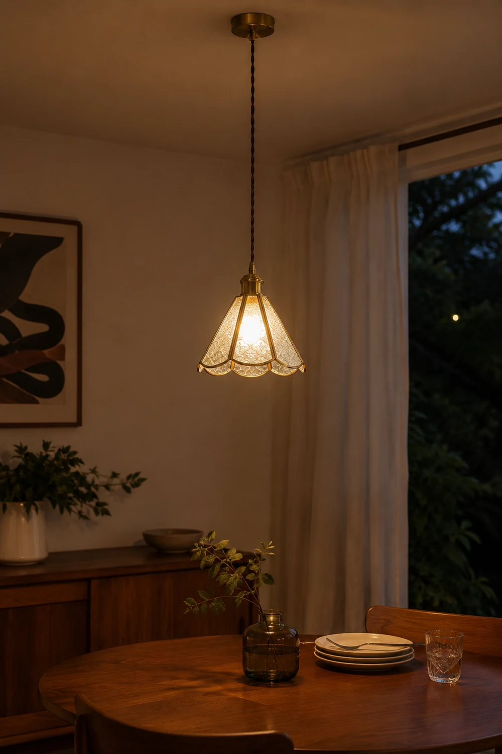 Patterned Glass Pendant Lamp - Lumpaz