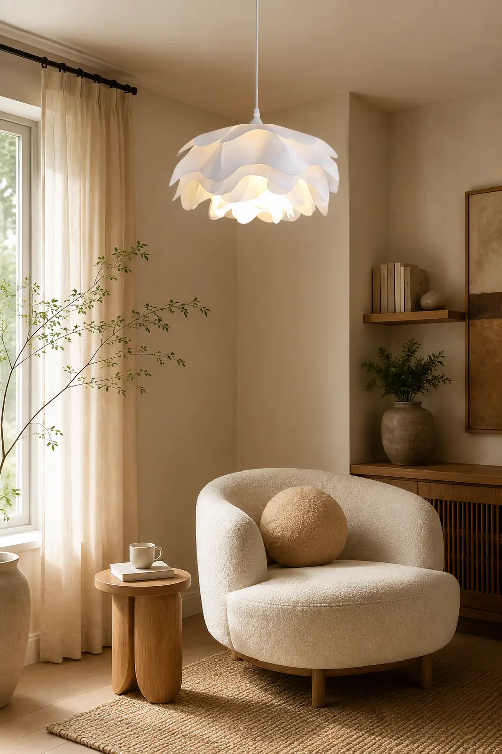 Flower Shaped White Pendant Lamp - Lumpaz