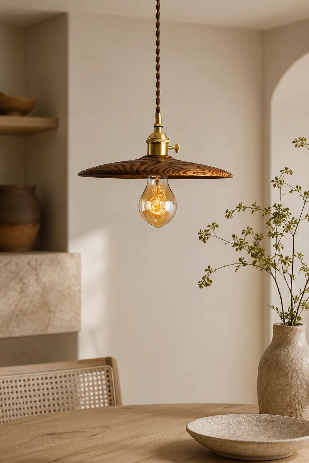 Walnut Conical Pendant Light - Lumpaz