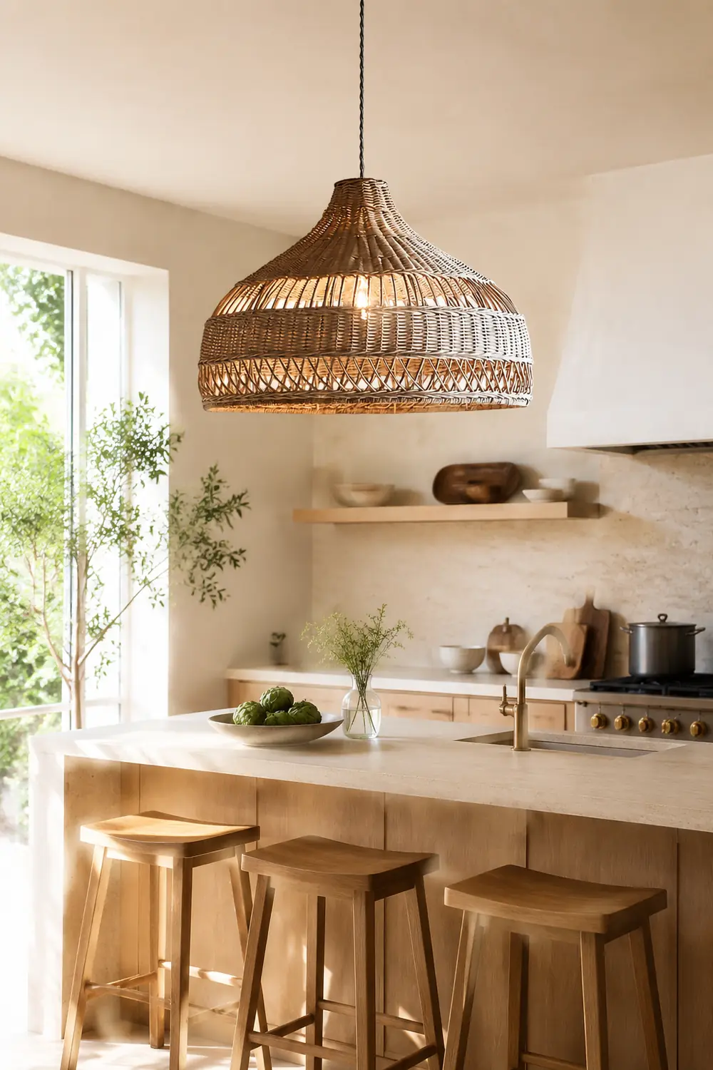 Artisanal Rattan Dome Pendant Lamp - Lumpaz