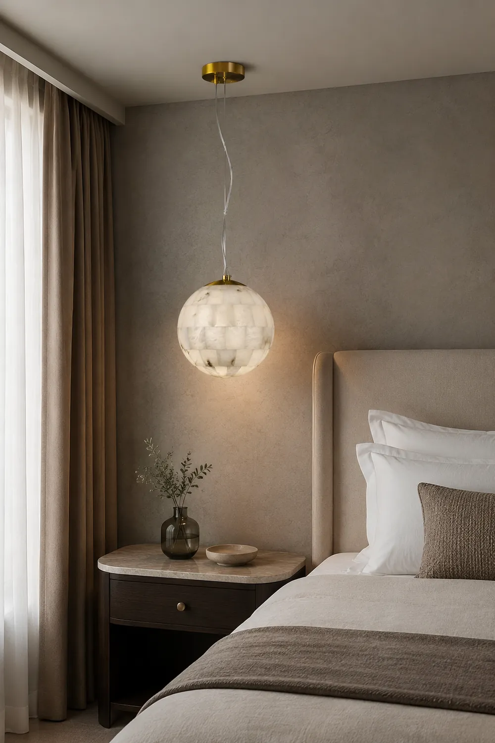 Alabaster Ball Pendant Light - Lumpaz