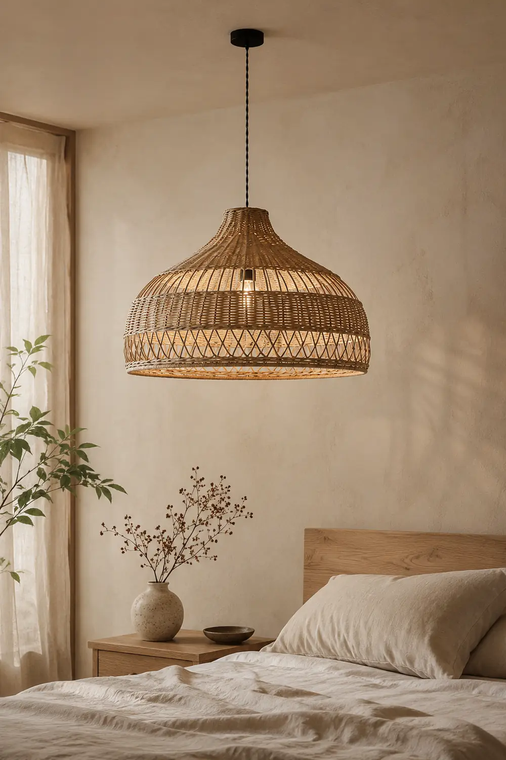 Artisanal Rattan Dome Pendant Lamp - Lumpaz