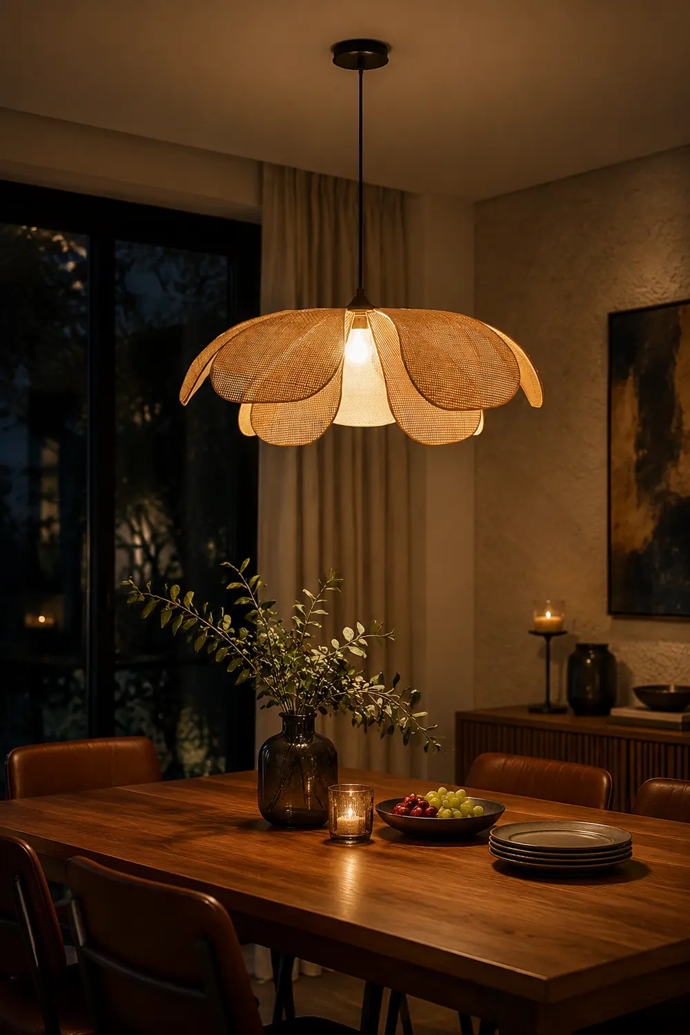 Rattan Petal Pendant Lamp - Lumpaz