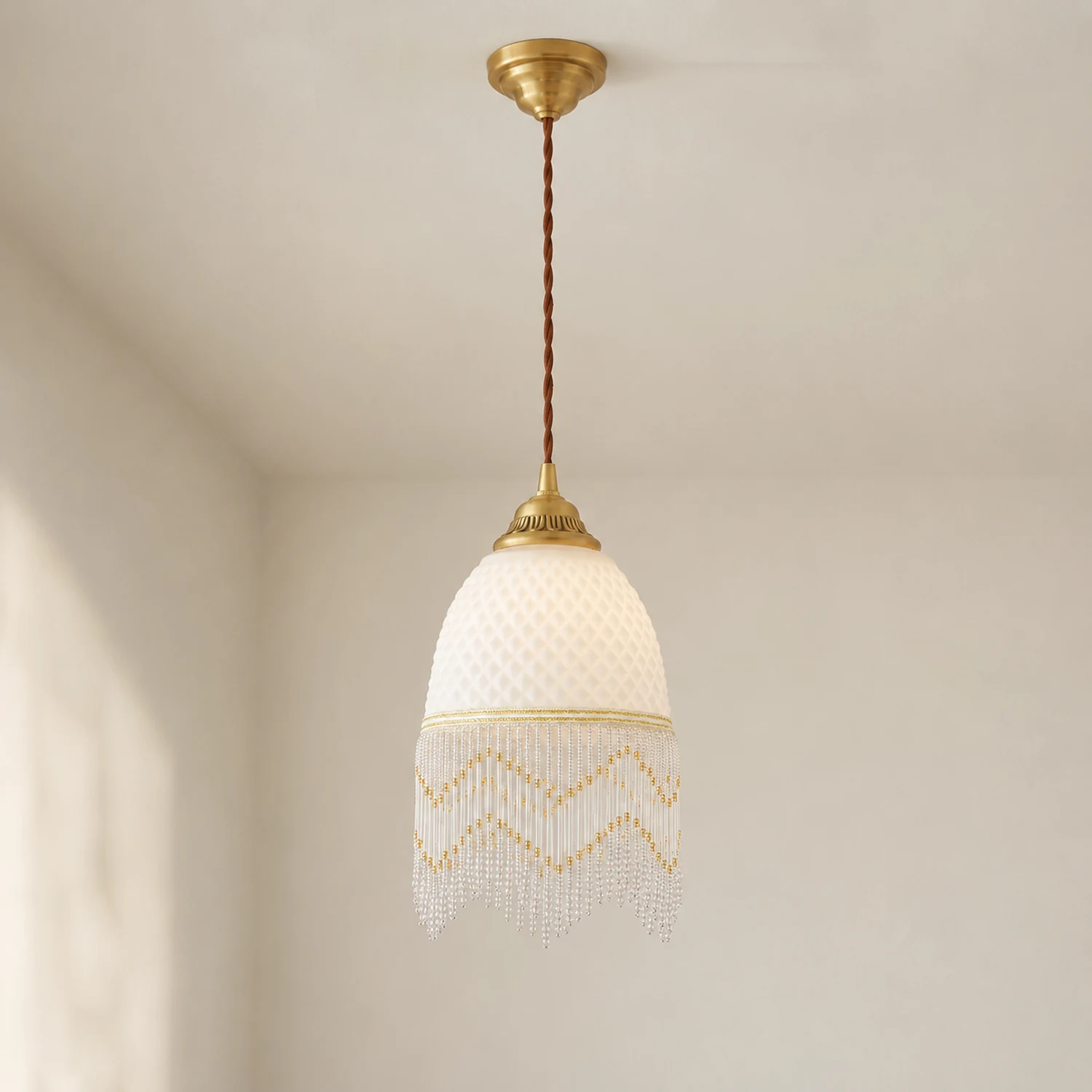 Mesh Tassel Glass Pendant Light - Lumpaz