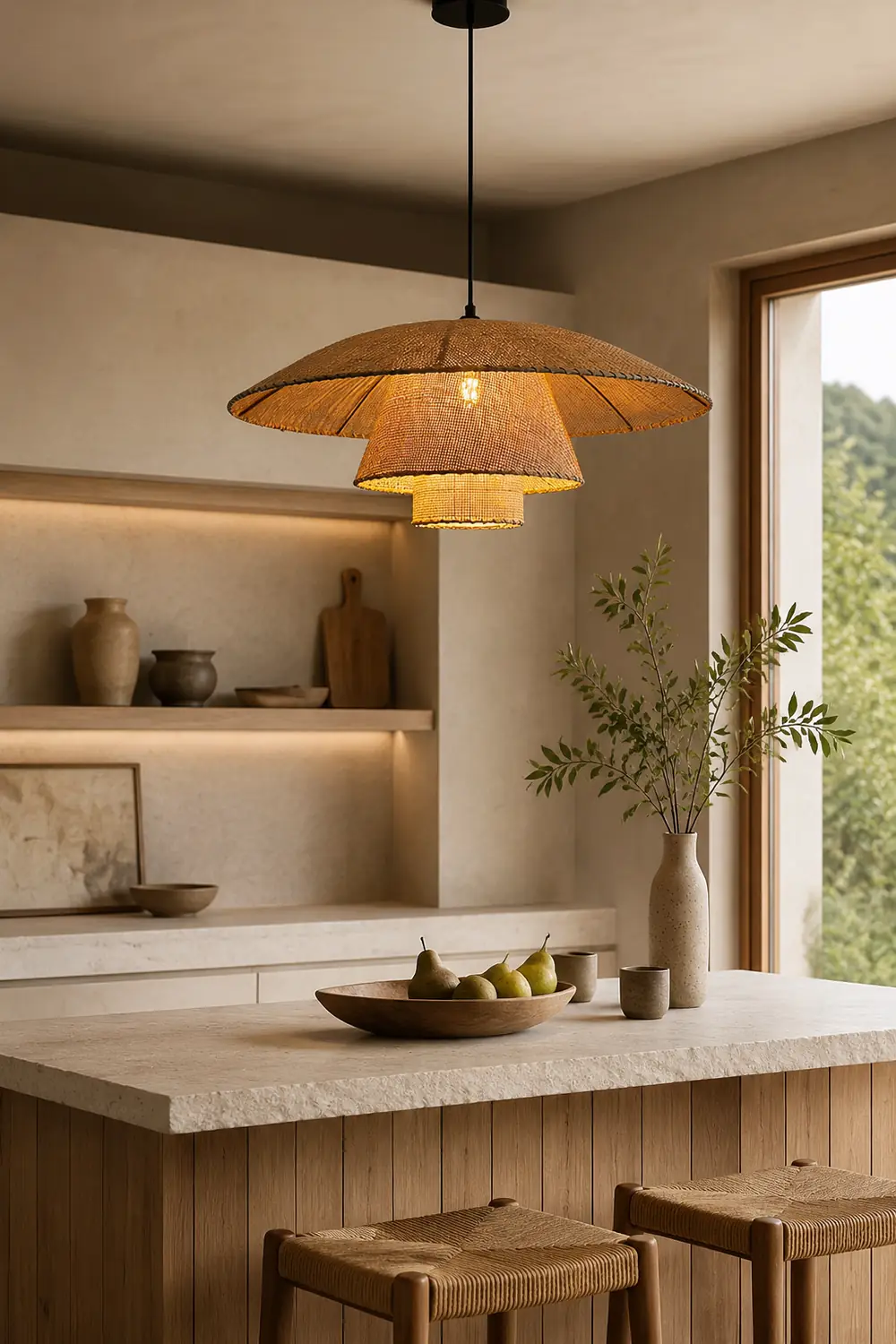 Hat Weave Rattan Pendant Lamp - Lumpaz