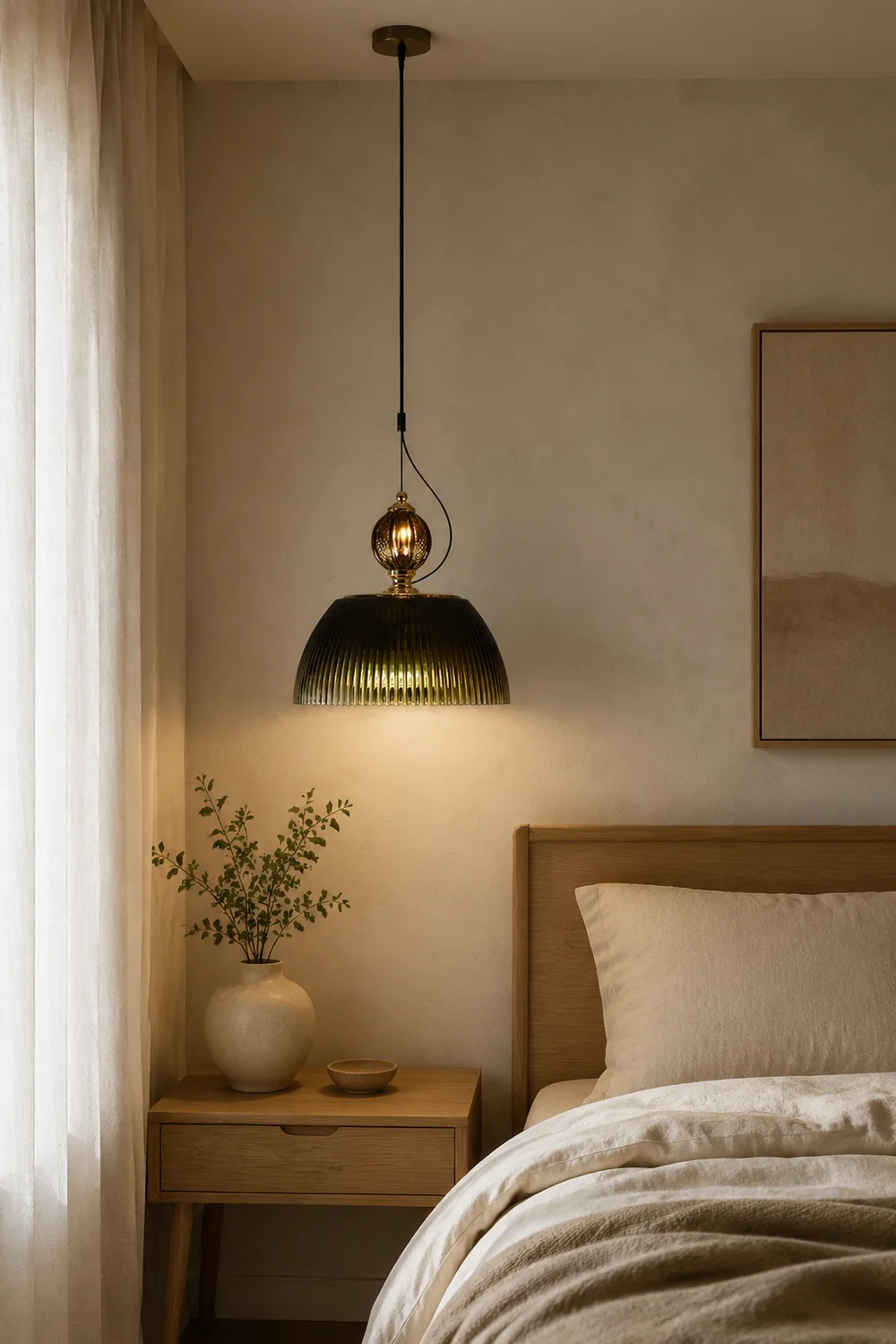 Green Glass Bowl Pendant Lamp - Lumpaz
