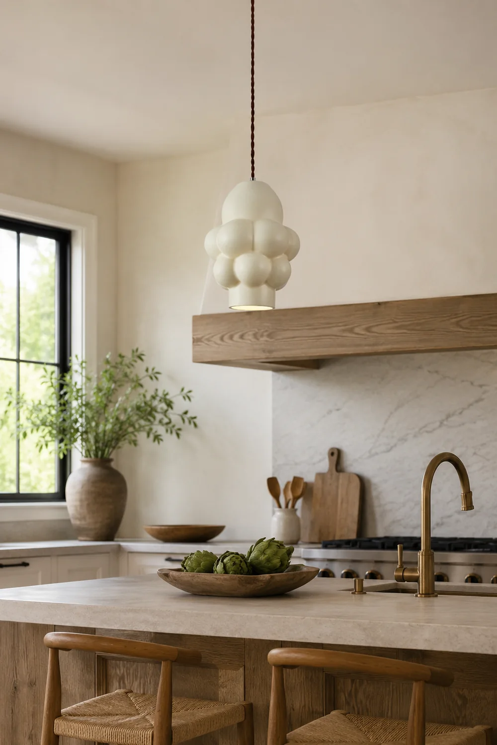 Resin Cream Pendant Lamp - Lumpaz
