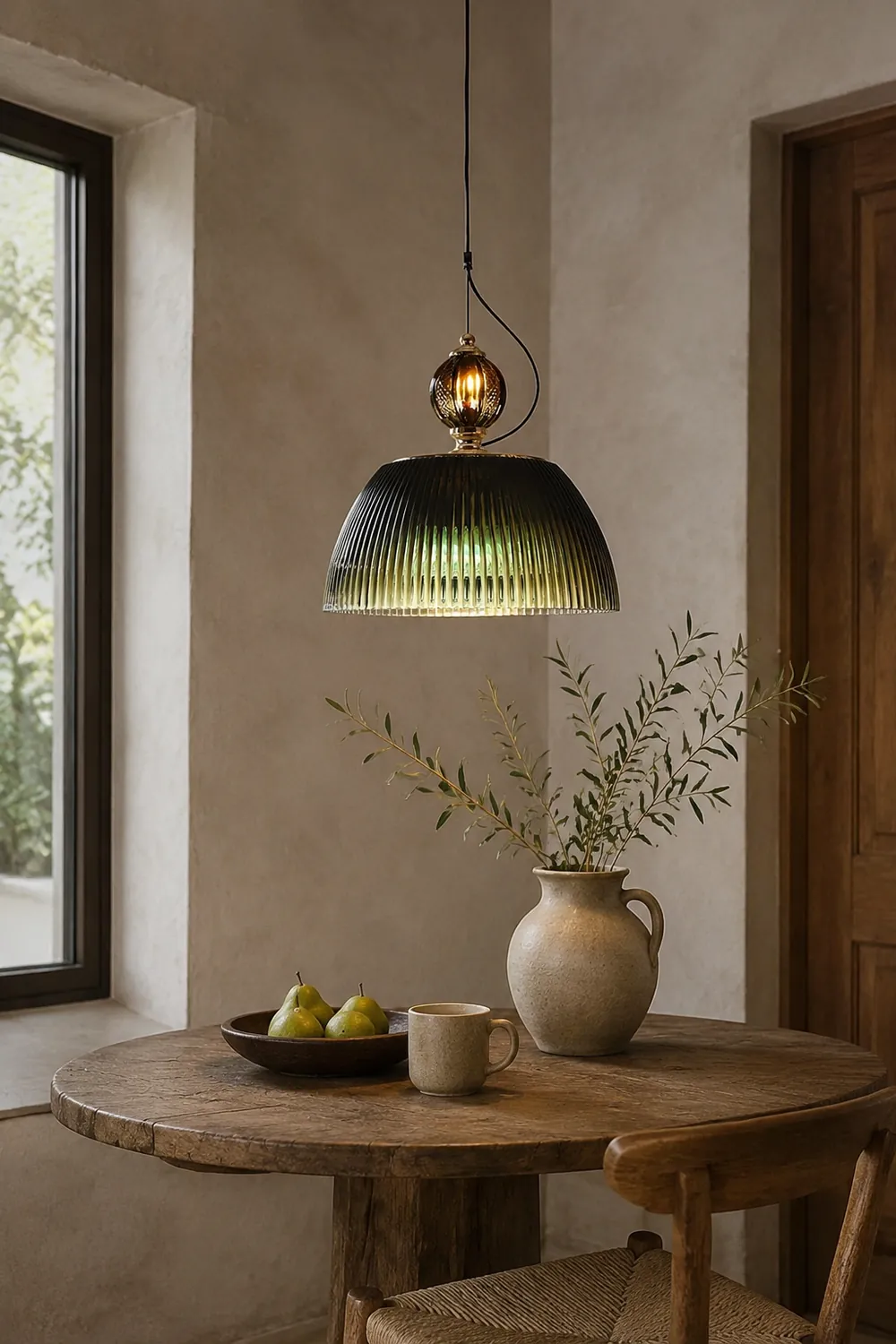 Green Glass Bowl Pendant Lamp - Lumpaz