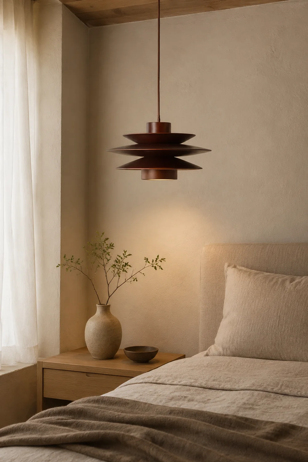 Cascade Wooden Disc Pendant Lamp - Lumpaz