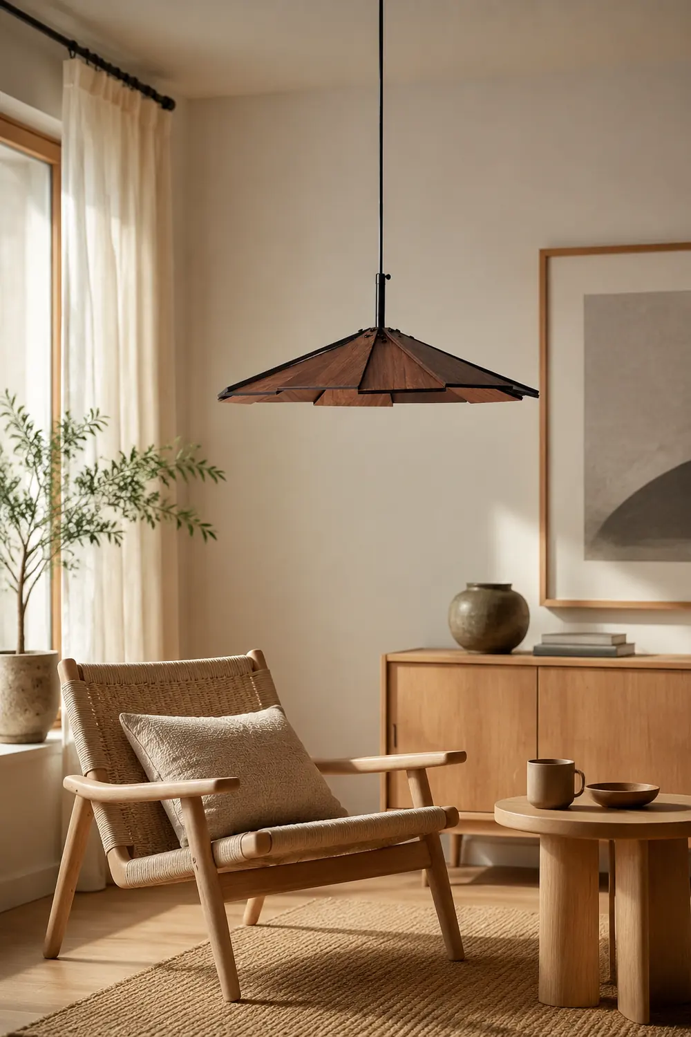 Umbrella Wooden Pendant Light - Lumpaz