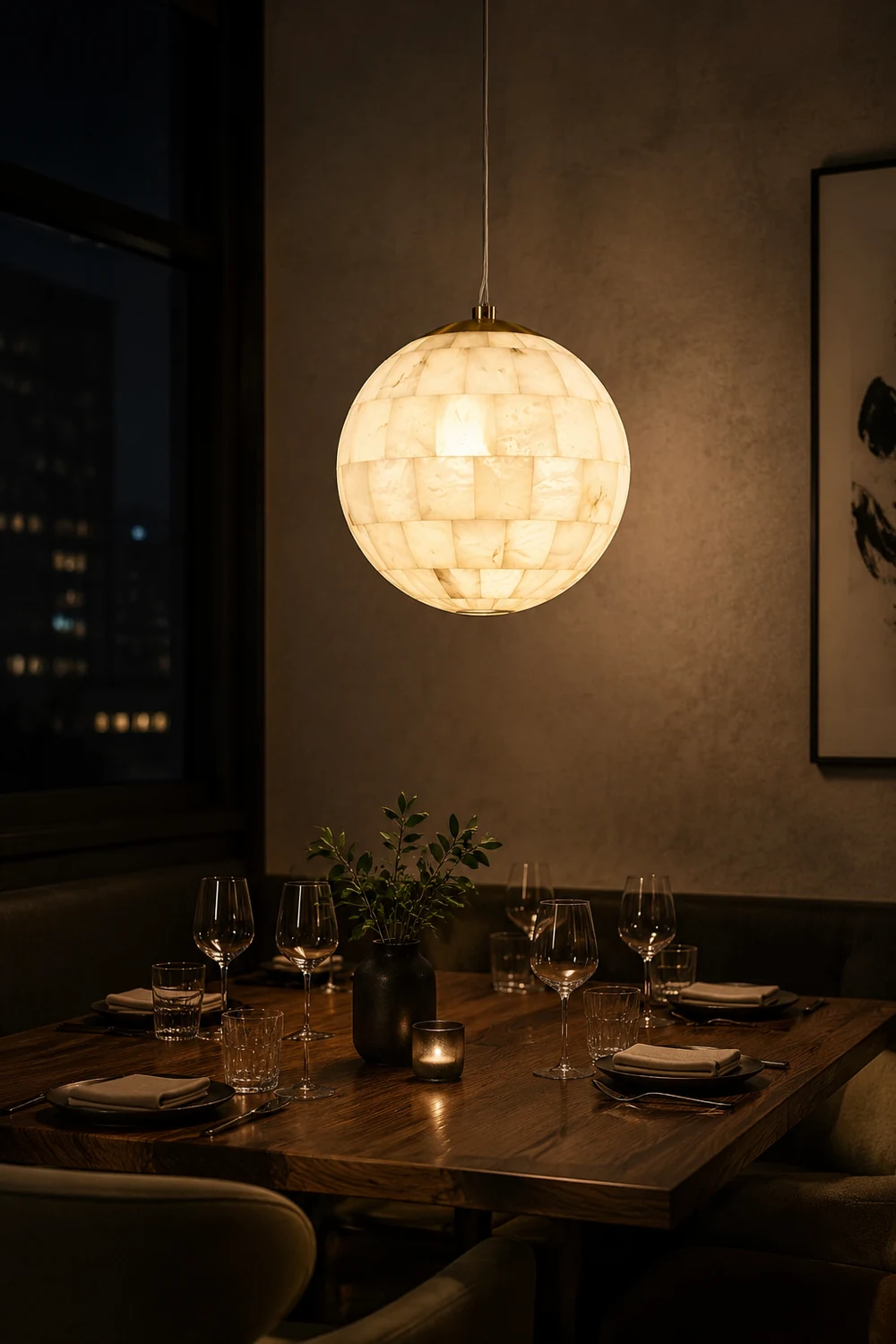 Alabaster Ball Pendant Light - Lumpaz