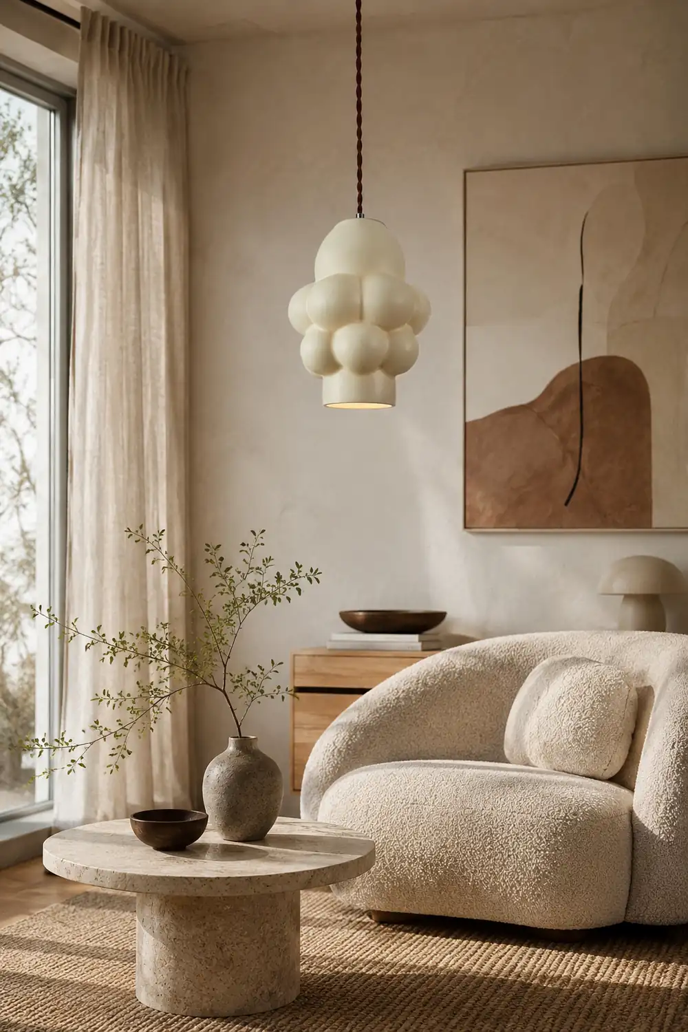 Resin Cream Pendant Lamp - Lumpaz