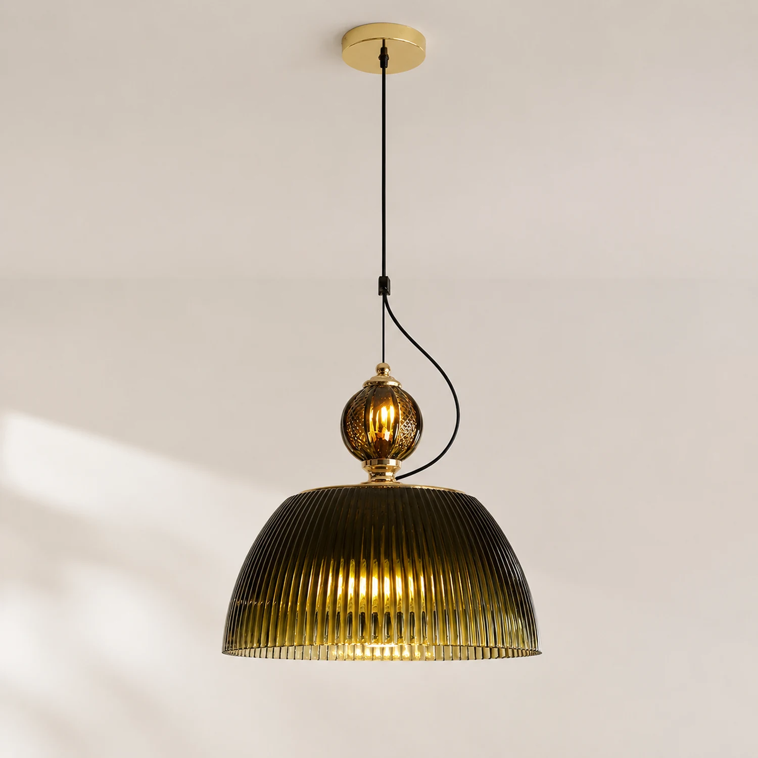 Green Glass Bowl Pendant Lamp - Lumpaz