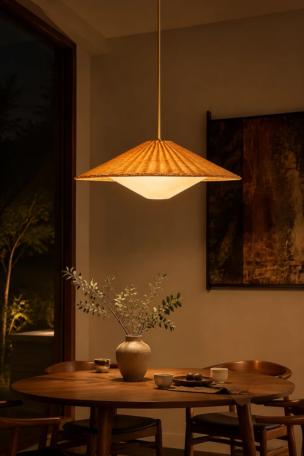 Rattan Hat Pendant Light - Lumpaz