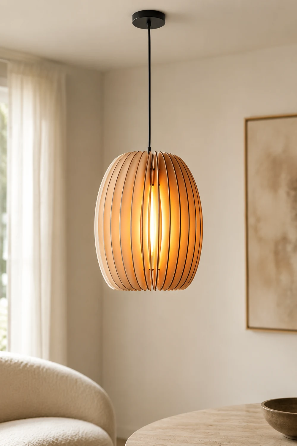 Wooden Orb Pendant Lamp - Lumpaz