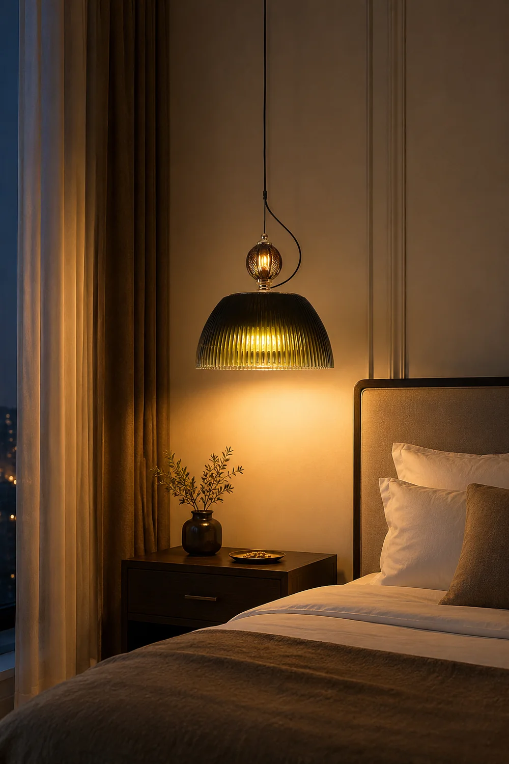 Green Glass Bowl Pendant Lamp - Lumpaz