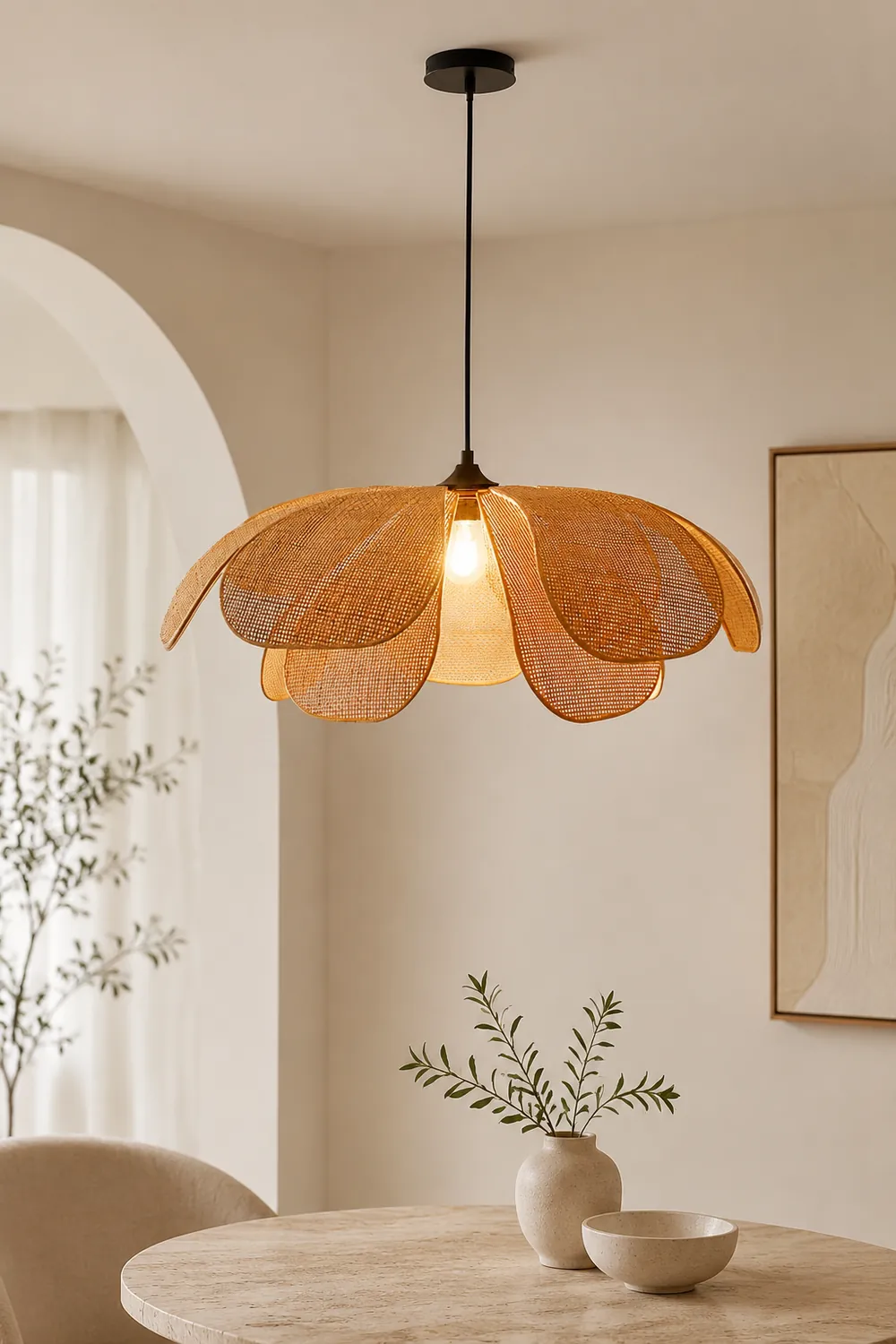 Rattan Petal Pendant Lamp - Lumpaz