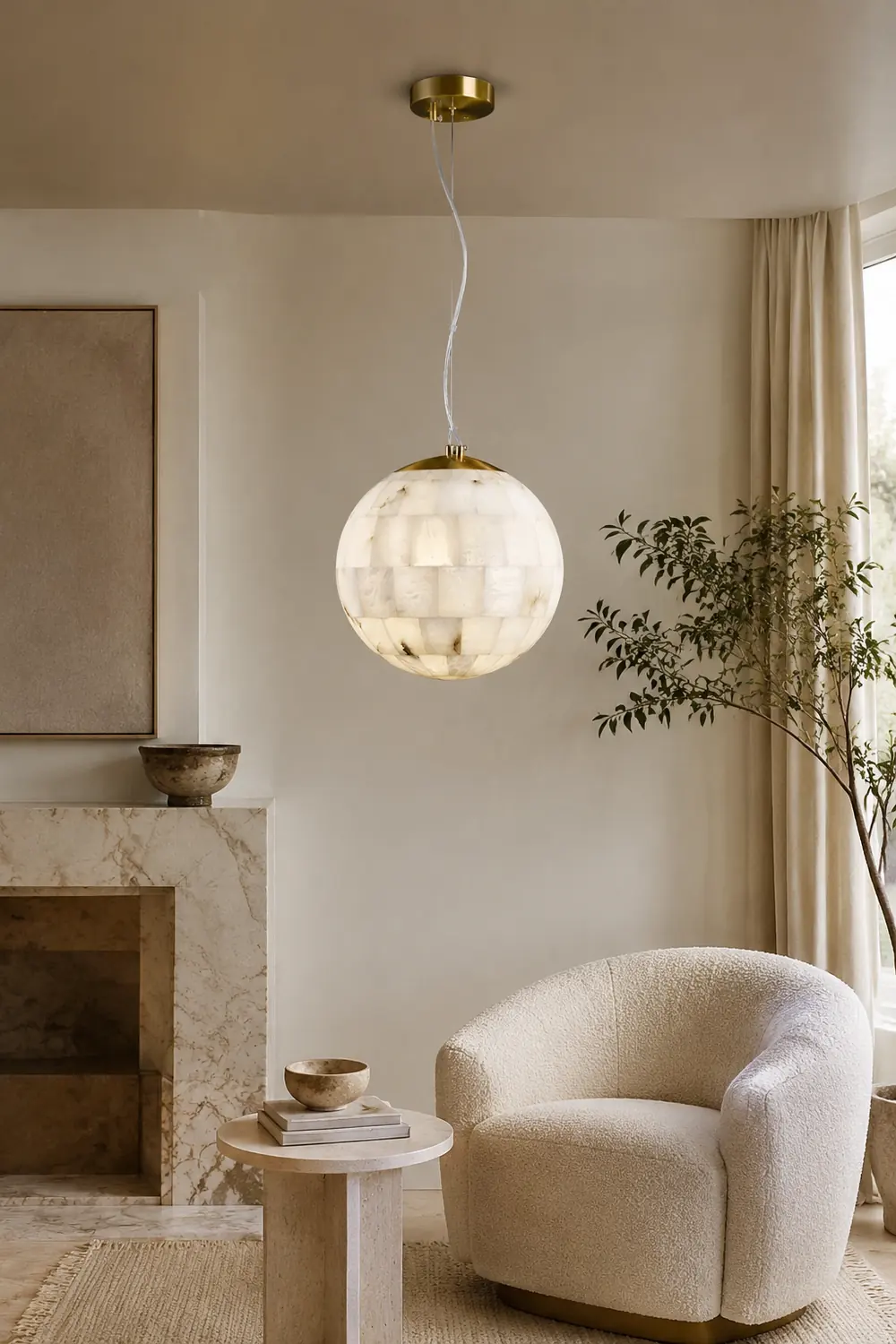 Alabaster Ball Pendant Light - Lumpaz