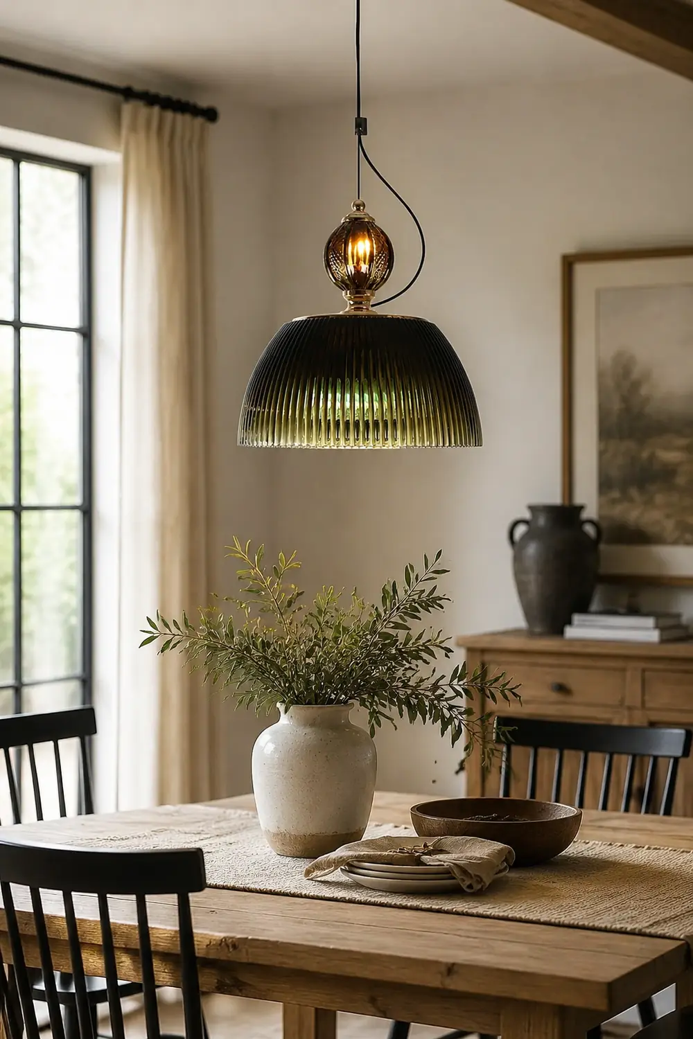 Green Glass Bowl Pendant Lamp - Lumpaz
