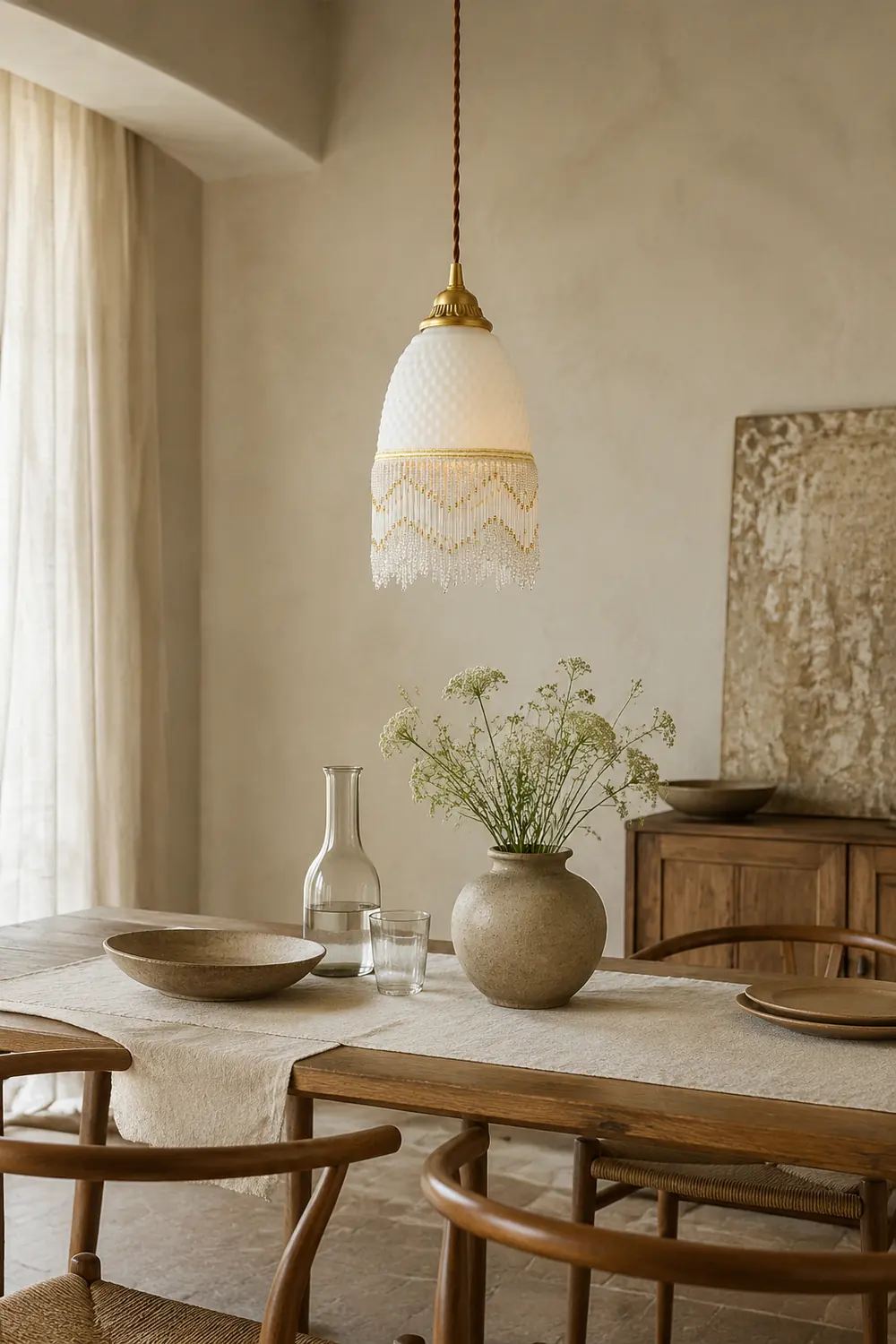 Mesh Tassel Glass Pendant Light - Lumpaz
