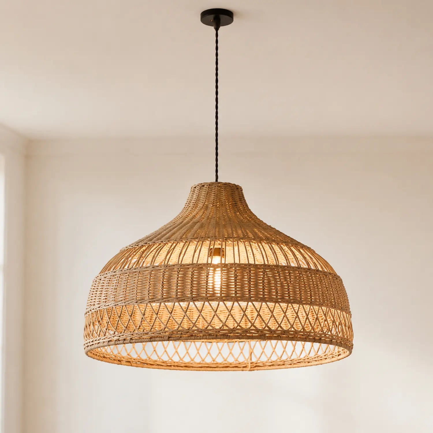 Artisanal Rattan Dome Pendant Lamp - Lumpaz