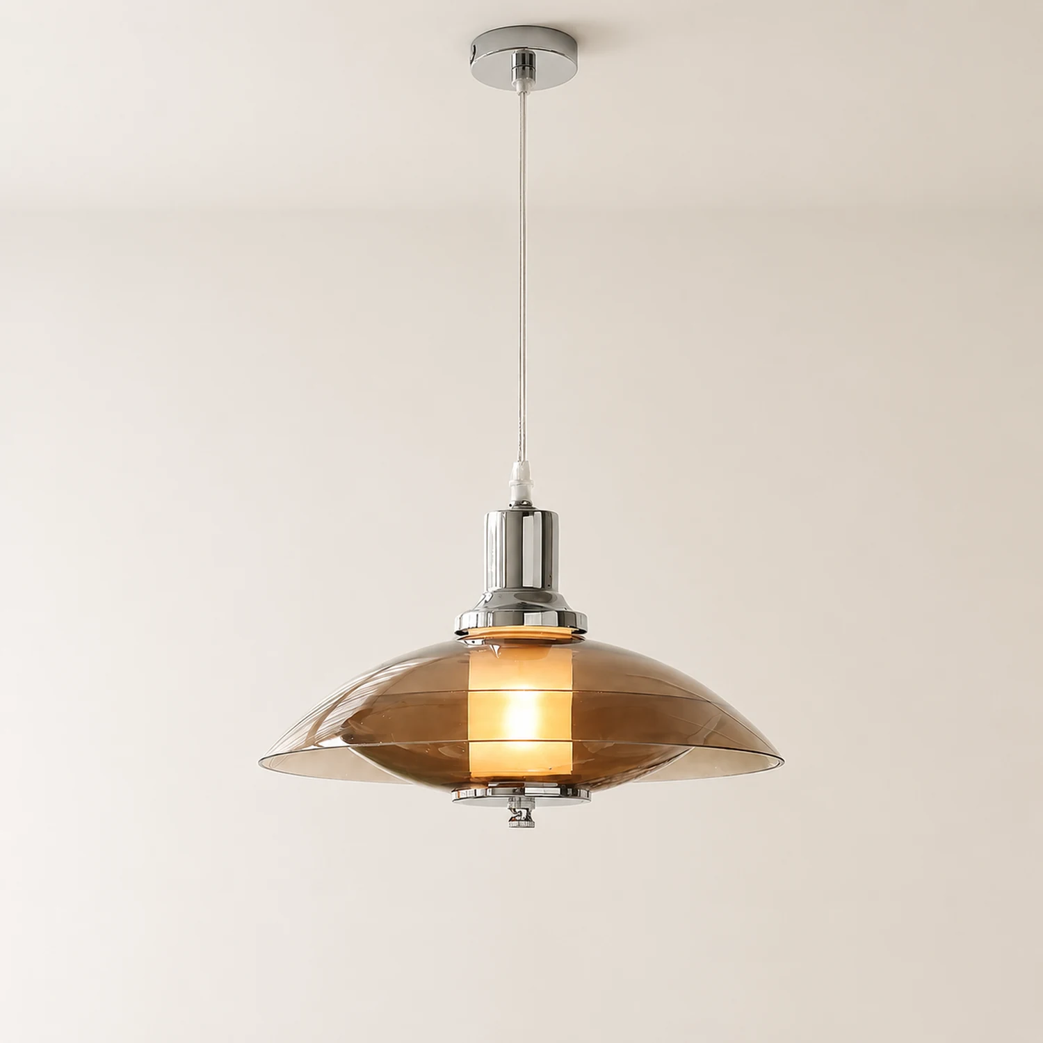 Flying Saucer Chrome Pendant Light - Lumpaz