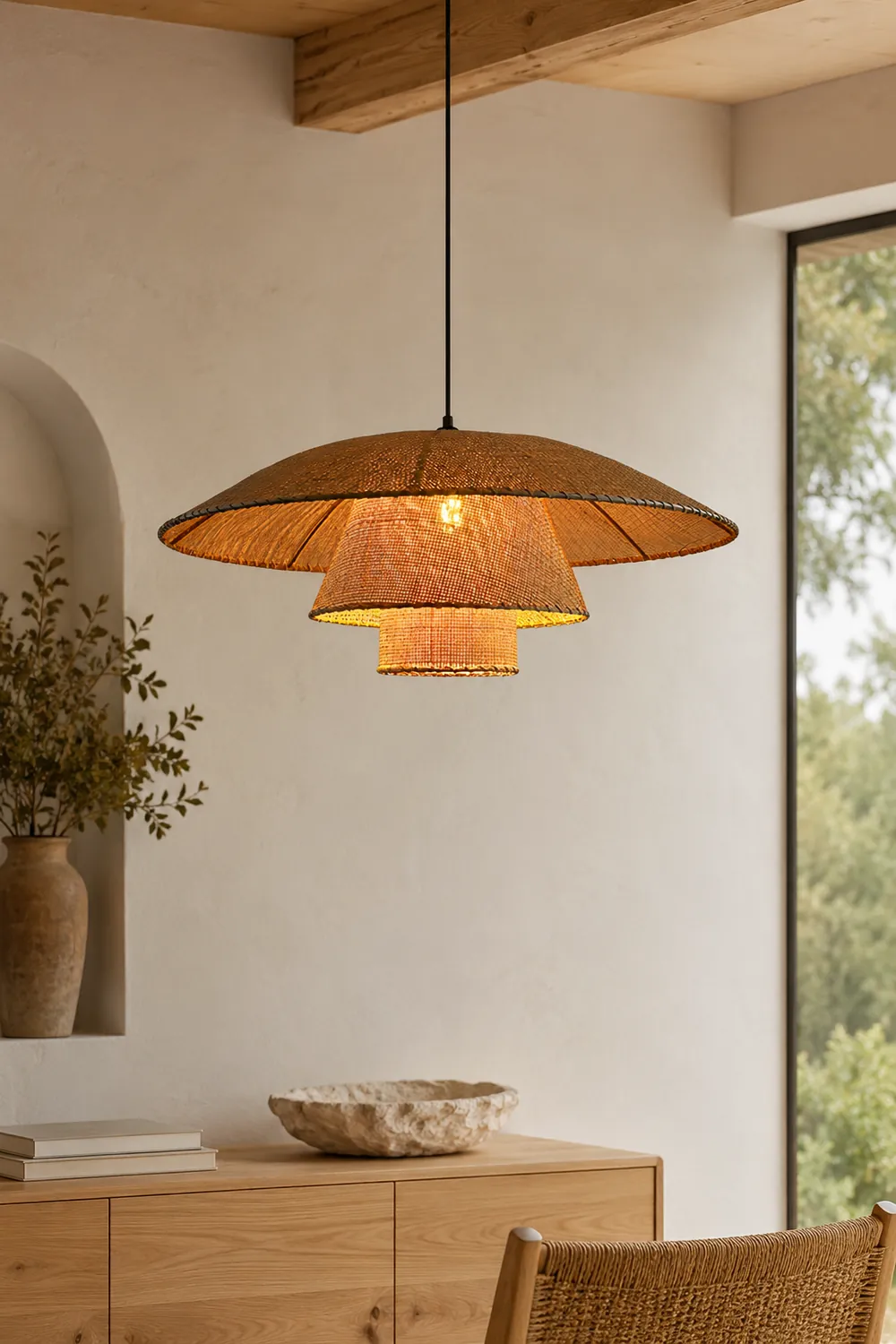 Hat Weave Rattan Pendant Lamp - Lumpaz