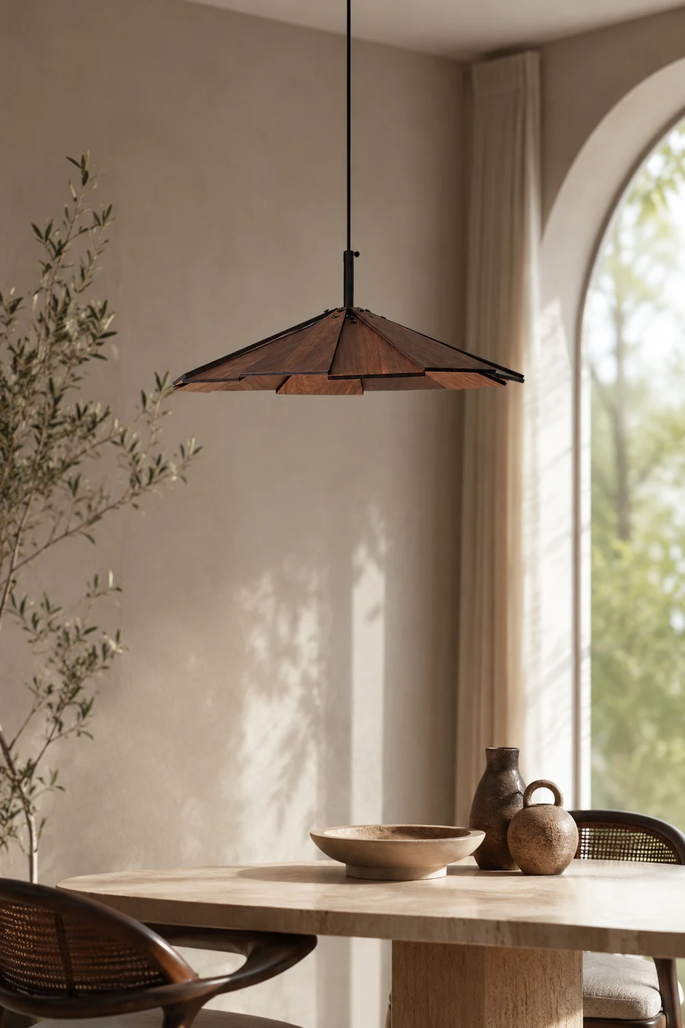 Umbrella Wooden Pendant Light - Lumpaz