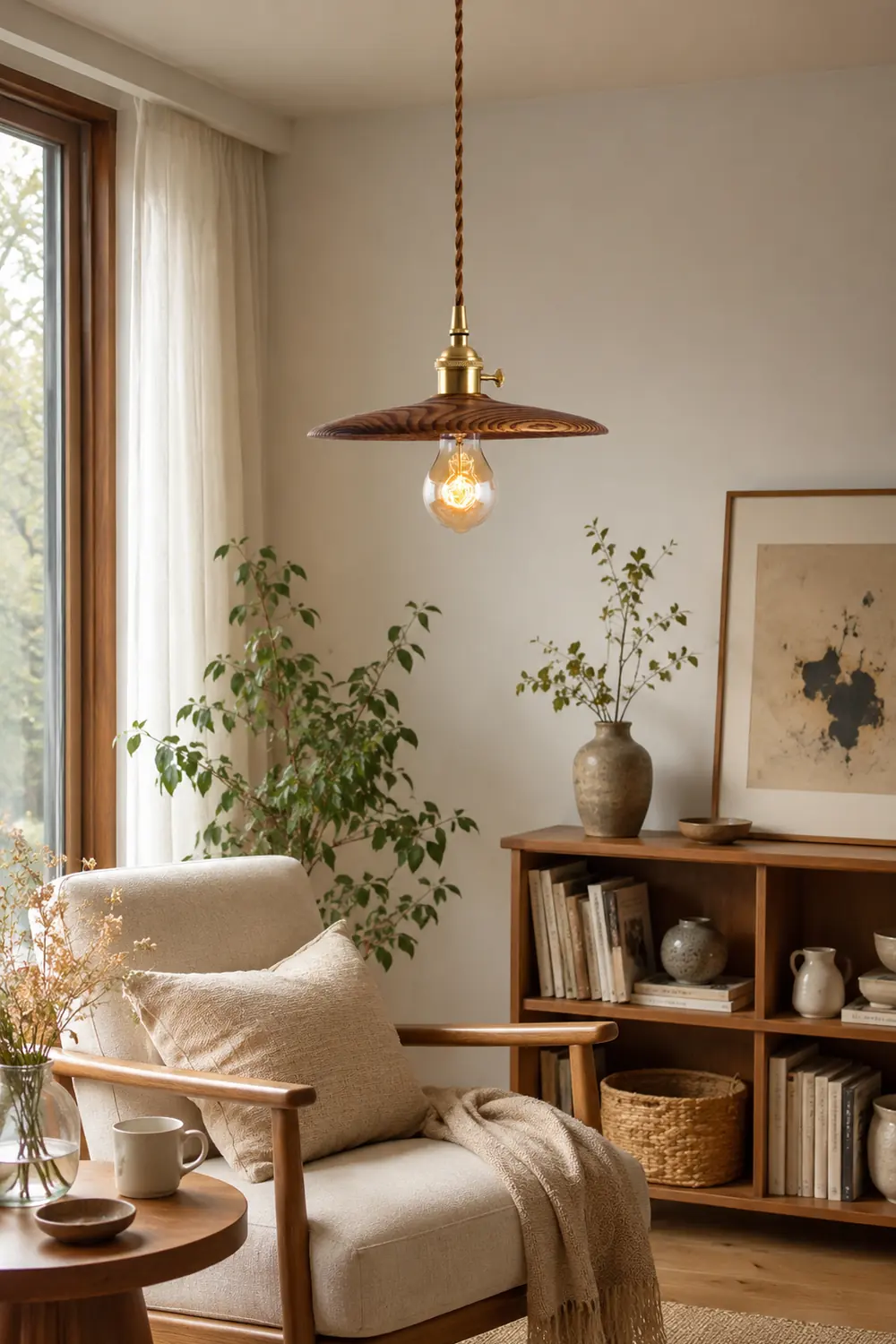 Walnut Conical Pendant Light - Lumpaz