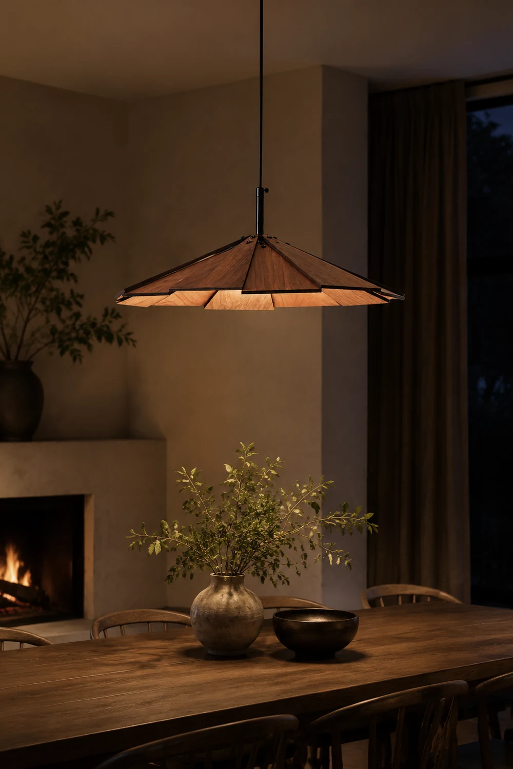 Umbrella Wooden Pendant Light - Lumpaz