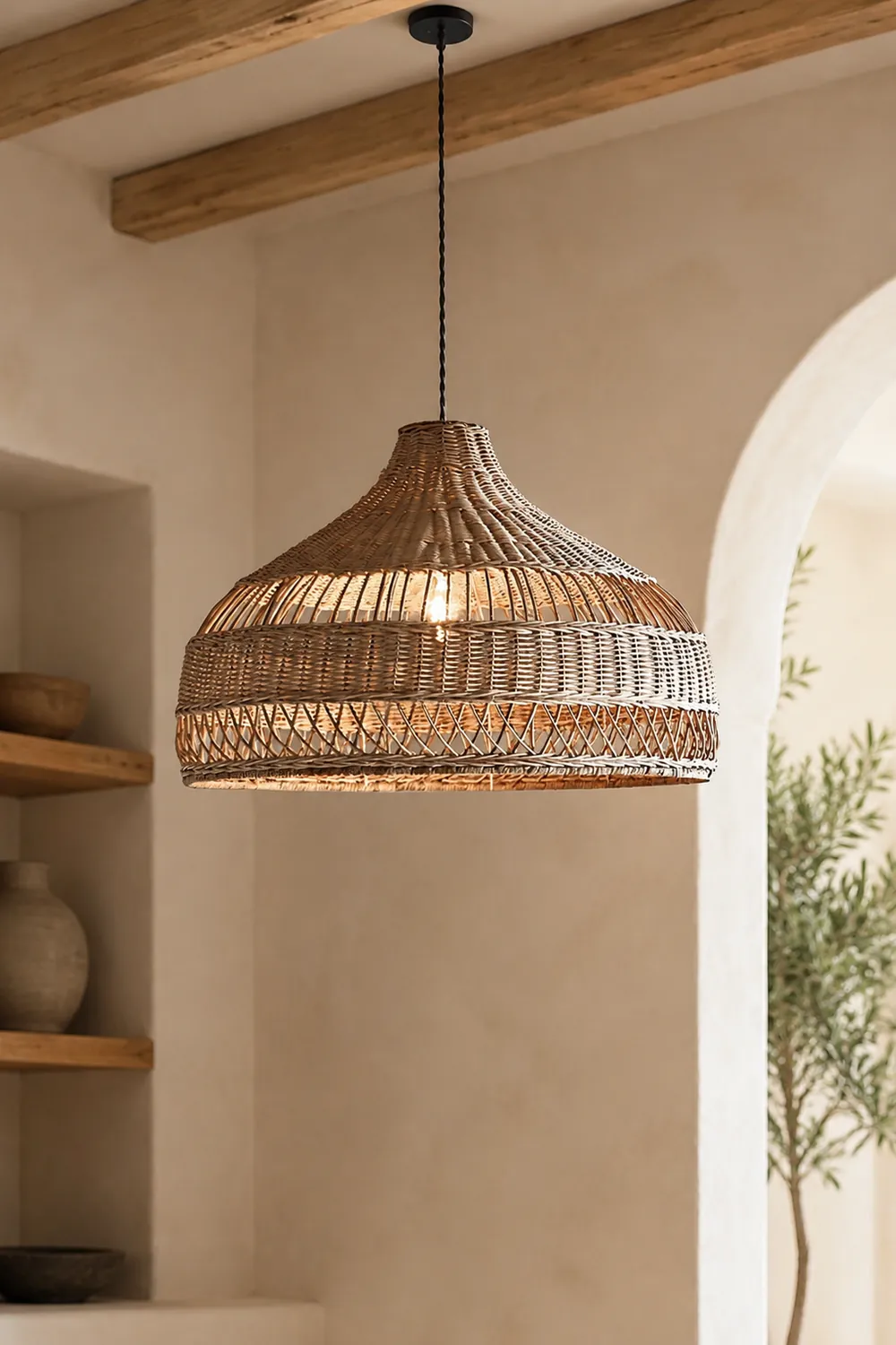 Artisanal Rattan Dome Pendant Lamp - Lumpaz