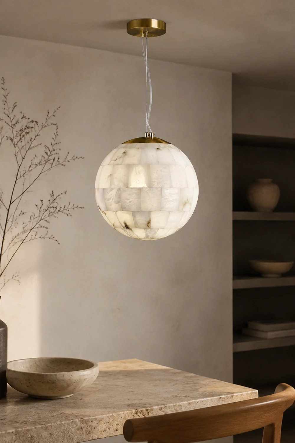 Alabaster Ball Pendant Light - Lumpaz