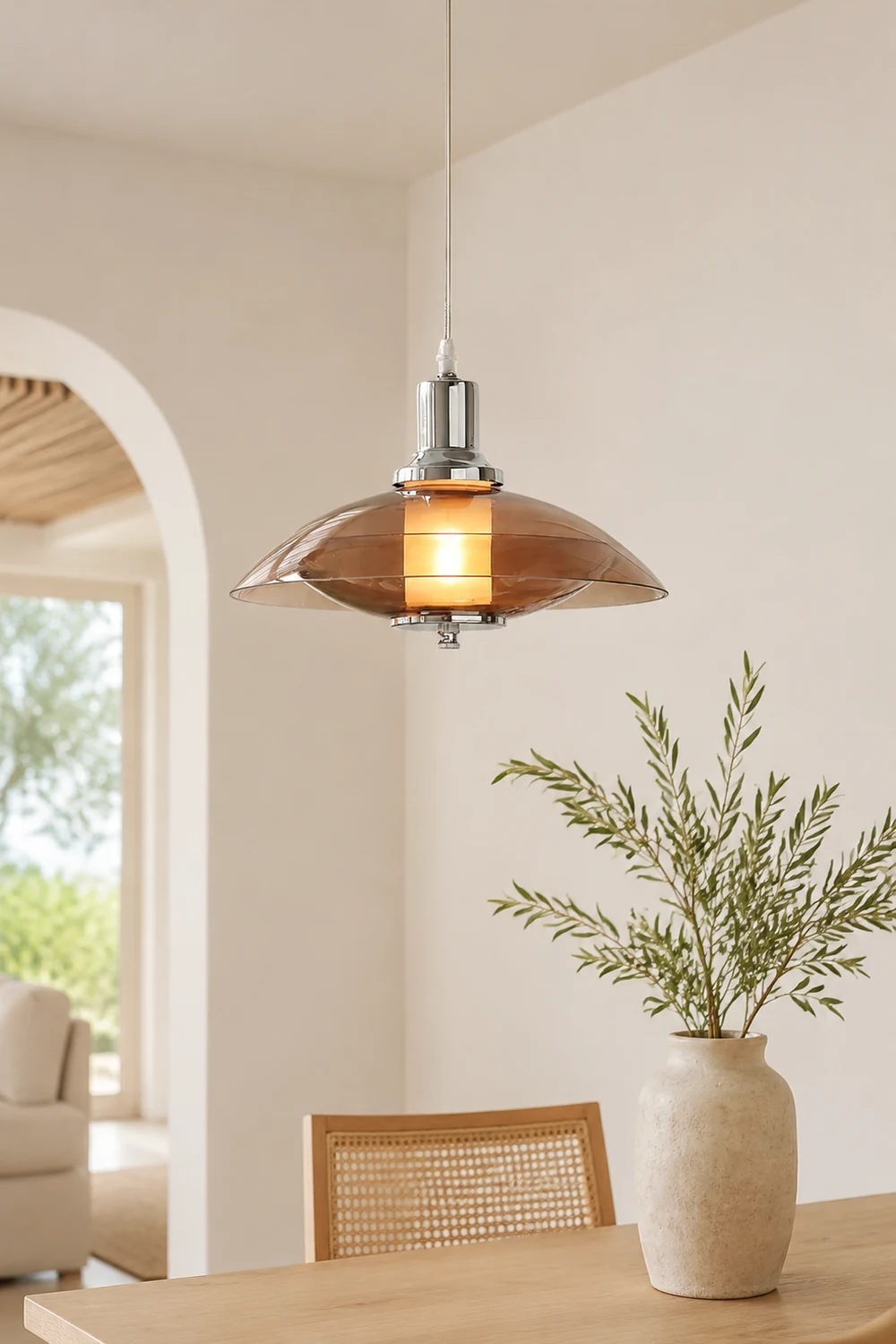 Flying Saucer Chrome Pendant Light - Lumpaz