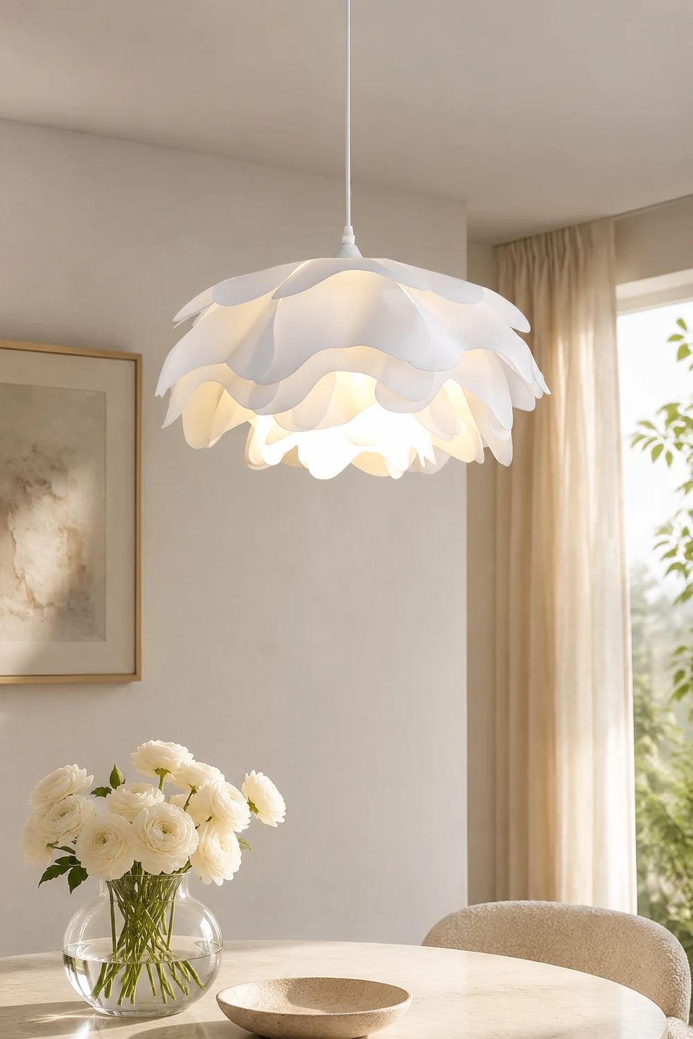 Flower Shaped White Pendant Lamp - Lumpaz