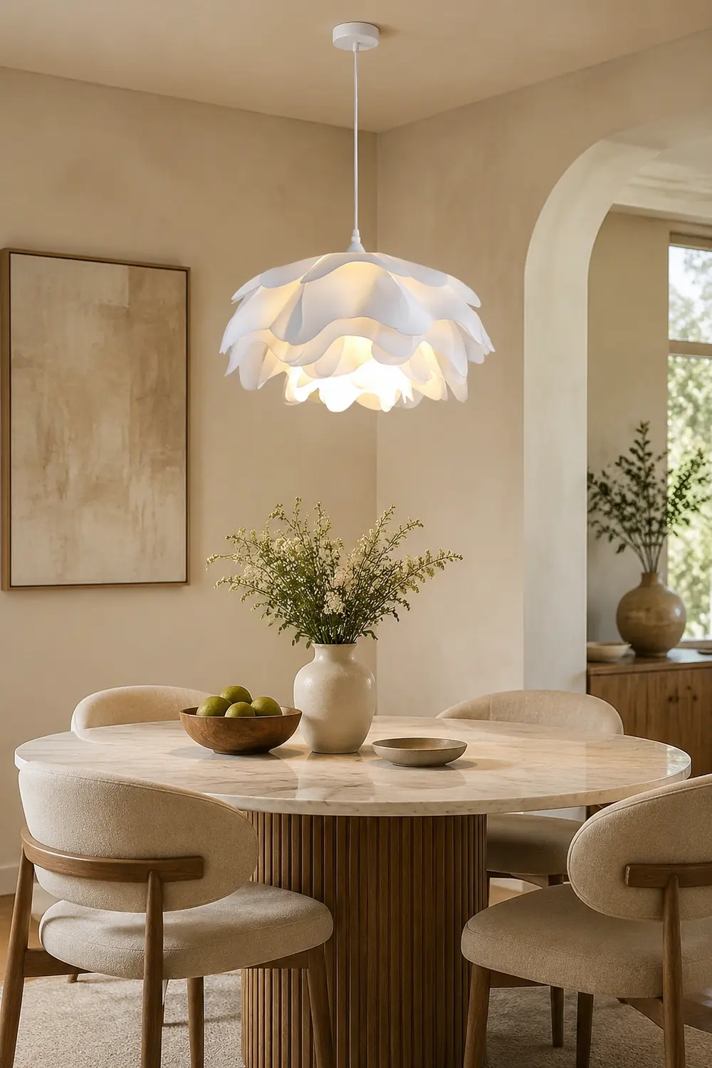 Flower Shaped White Pendant Lamp - Lumpaz