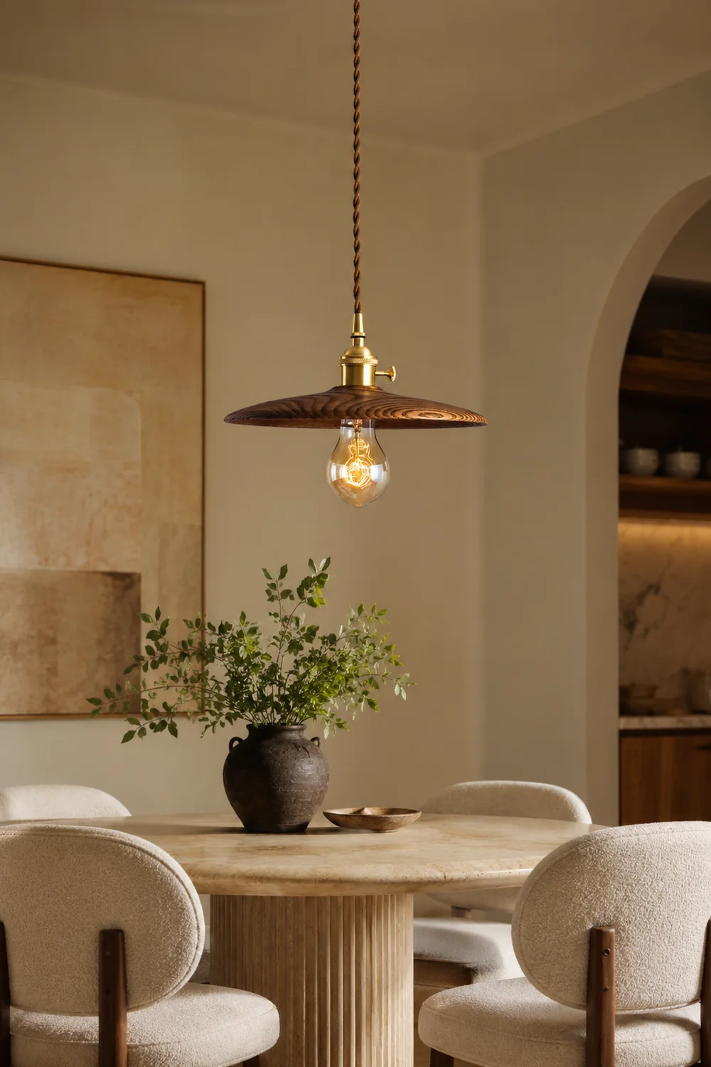 Walnut Conical Pendant Light - Lumpaz