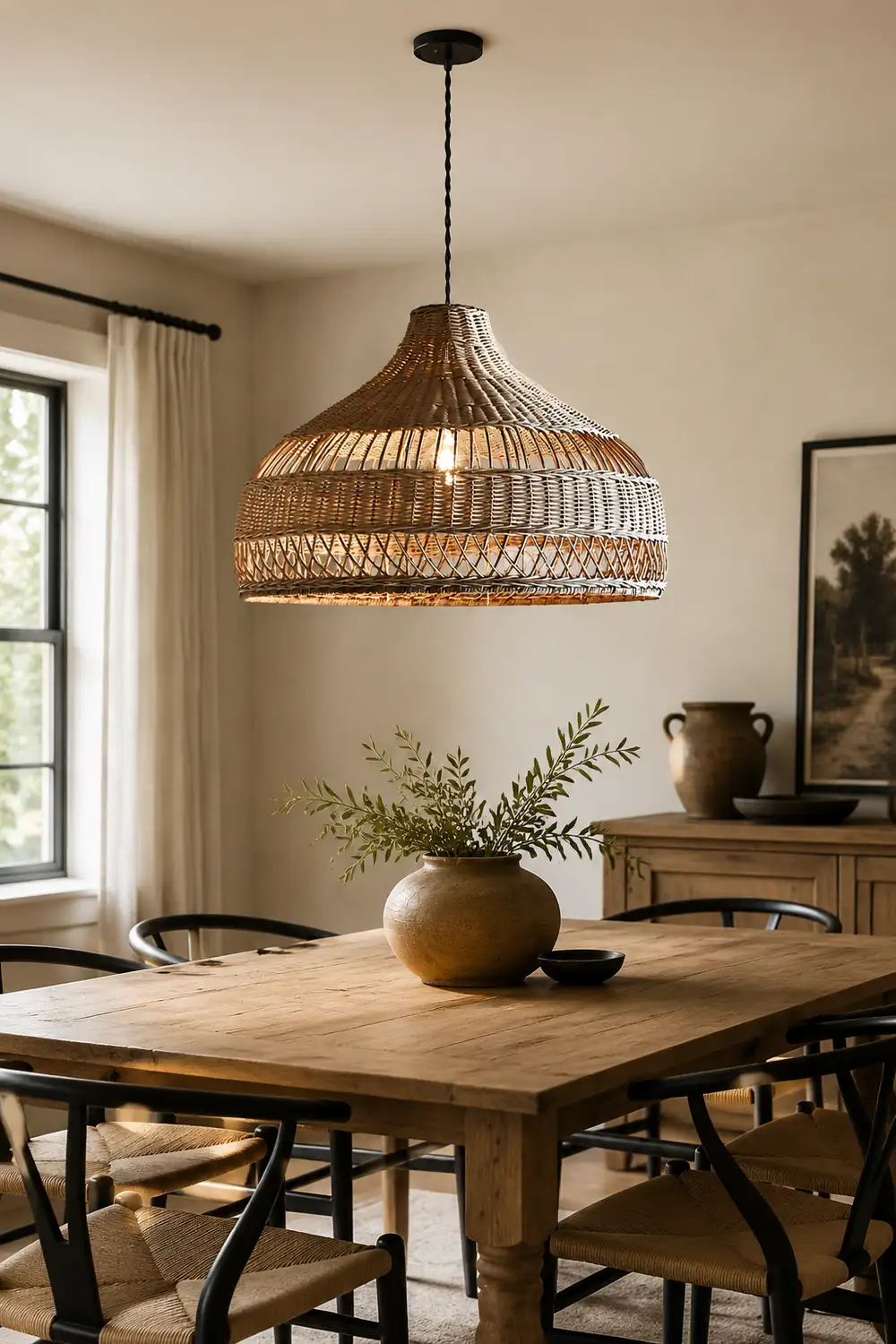 Artisanal Rattan Dome Pendant Lamp - Lumpaz