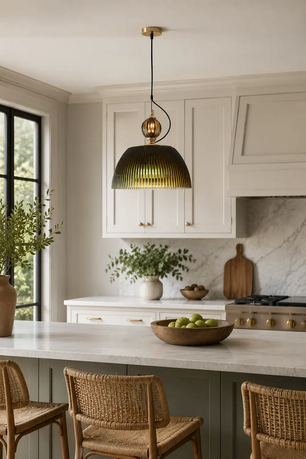 Green Glass Bowl Pendant Lamp - Lumpaz