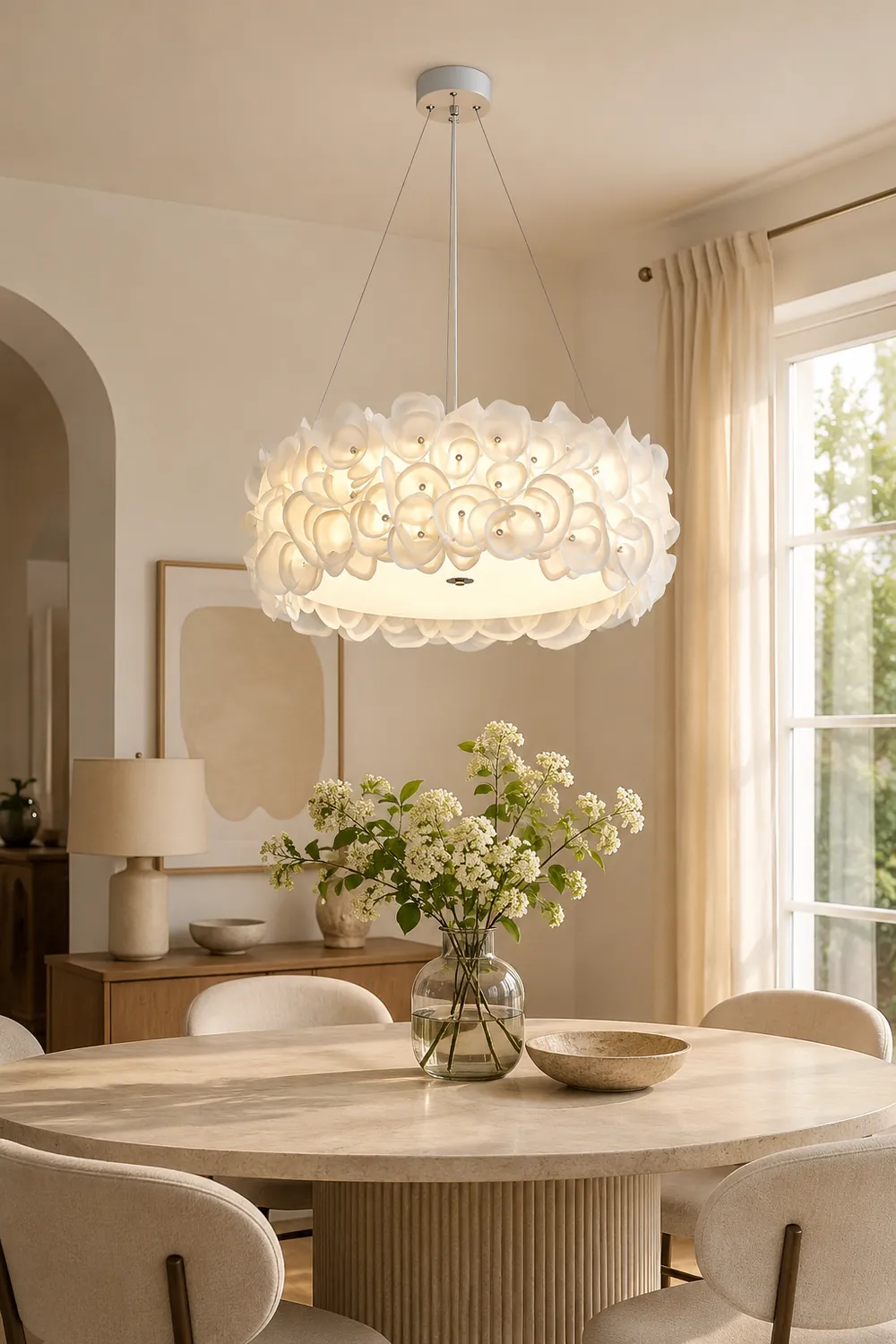White Hydrangea Pendant Lamp - Lumpaz