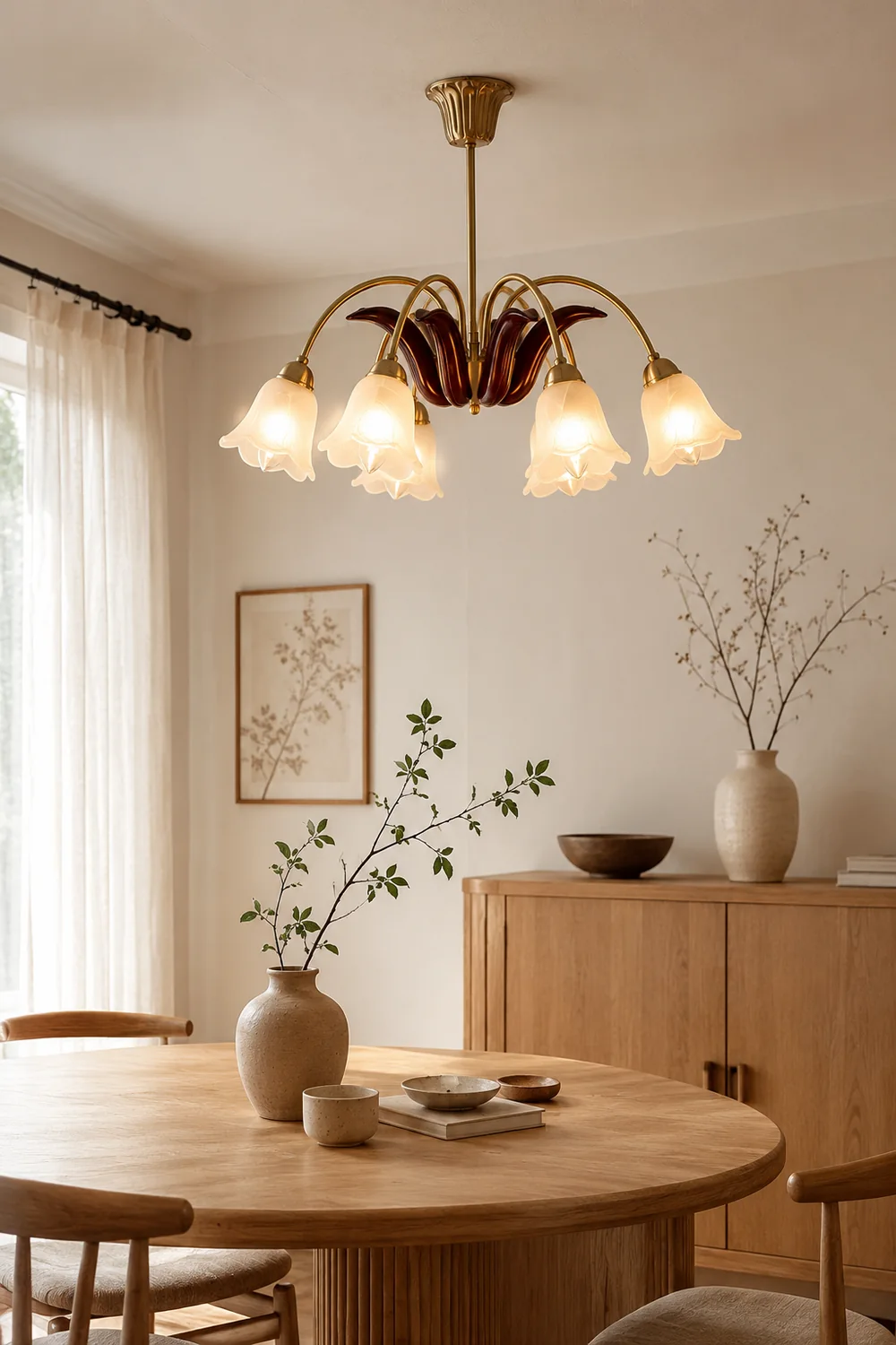 Brass Pastoral Flower Chandelier - Lumpaz