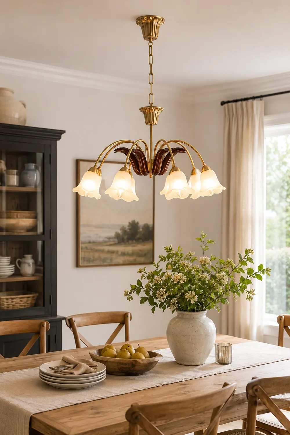 Brass Pastoral Flower Chandelier - Lumpaz