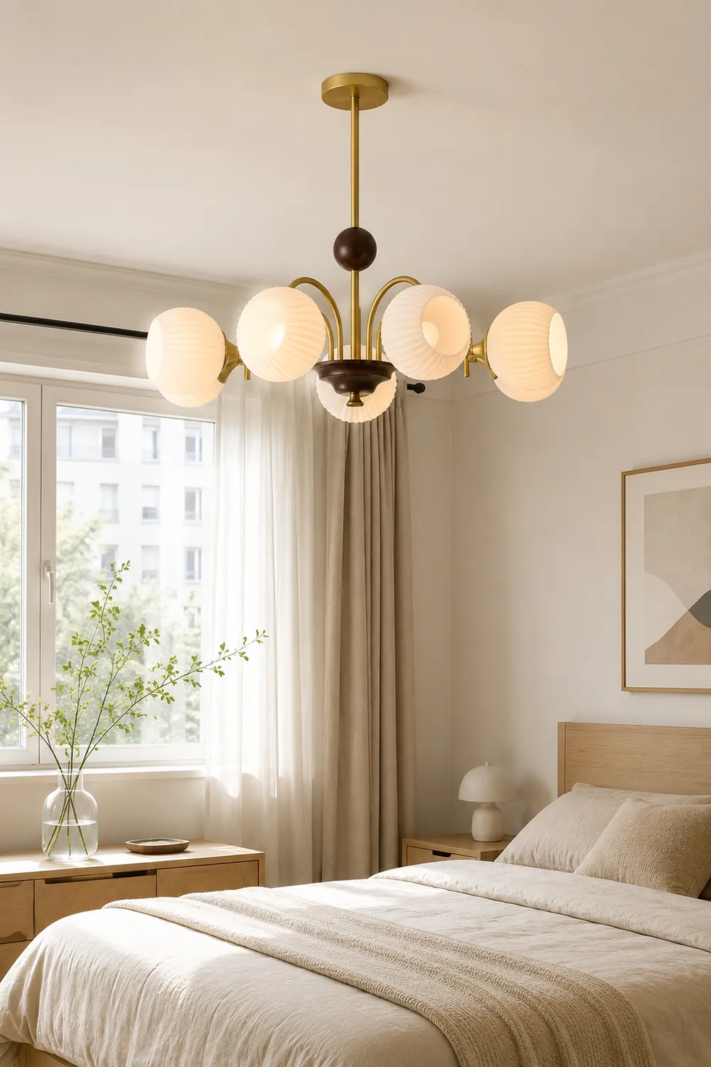 Sculptural Glass Ribbed Chandelier - Lumpaz