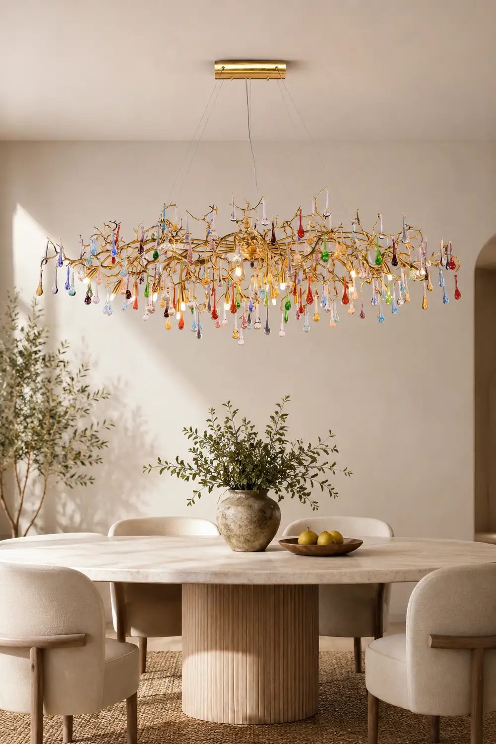 Colorful Raindrop Brass Branch Chandelier - Lumpaz