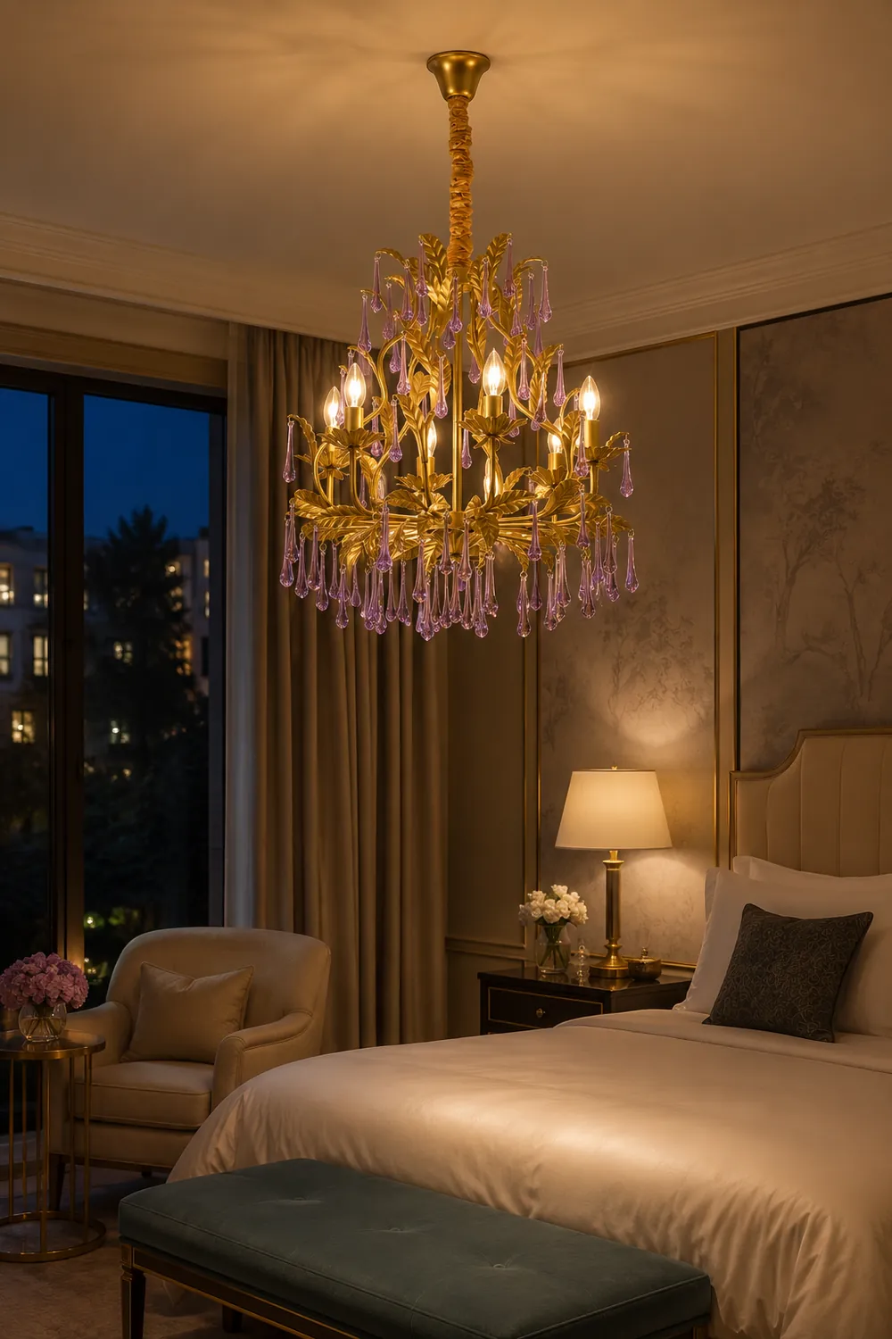 Amethyst Drops Crystal Chandelier - Lumpaz
