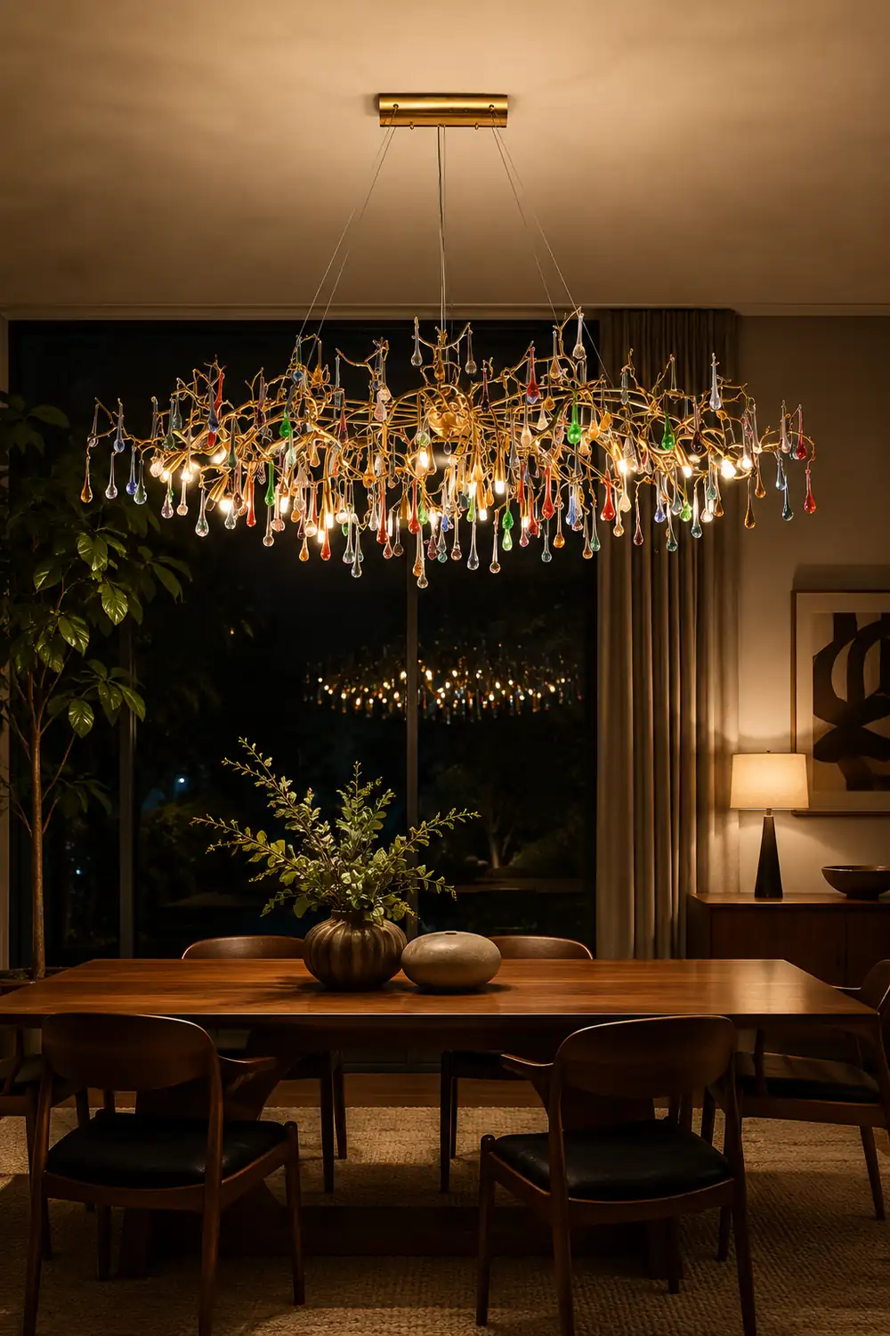 Colorful Raindrop Brass Branch Chandelier - Lumpaz