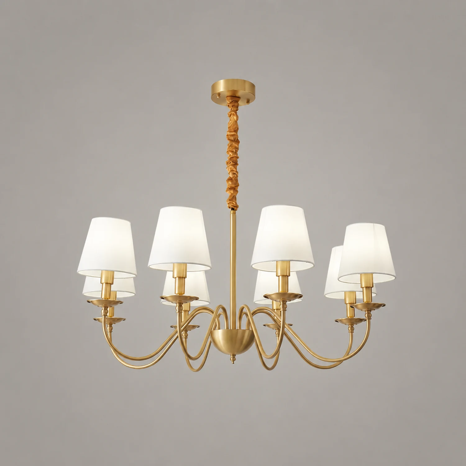 Tapered Fabric Brass Chandelier - Lumpaz