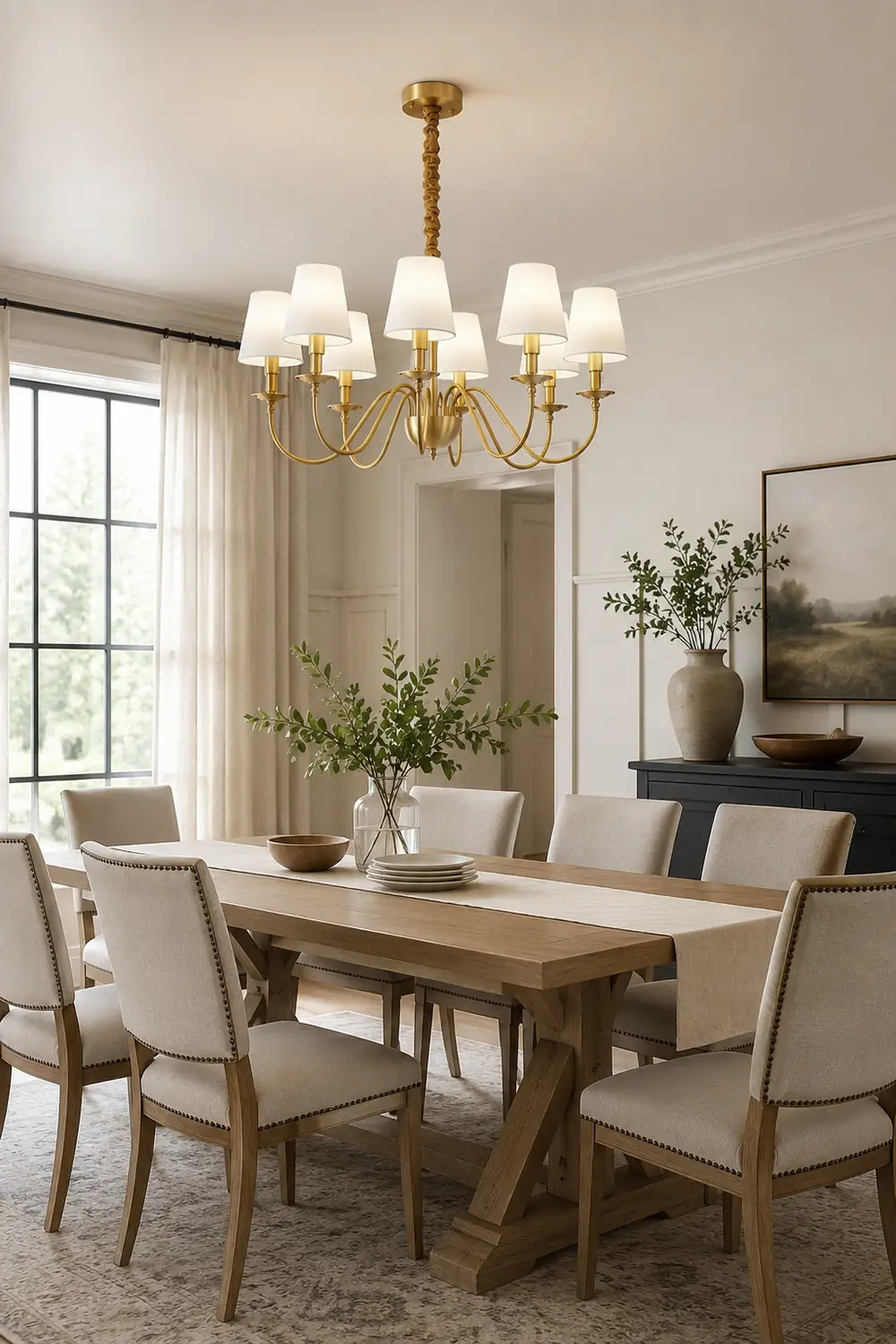 Tapered Fabric Brass Chandelier - Lumpaz