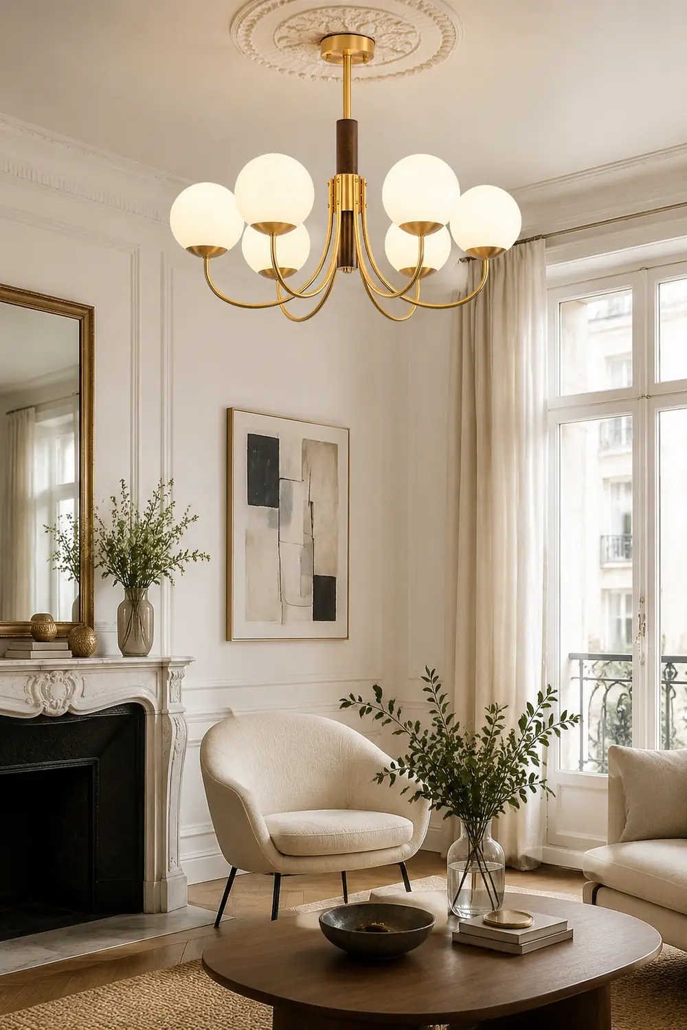 Midas Touch Walnut Sphere Chandelier - Lumpaz